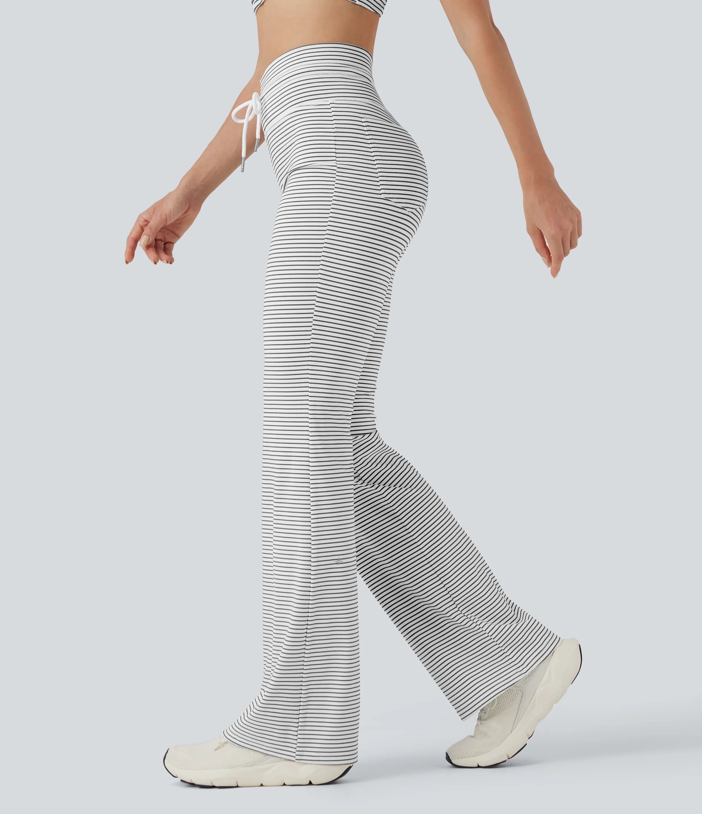 Halara Pantalones de yoga acampanados de tiro alto con cordón y bolsillos - Zebra Ripple - M(petite) sold by Halara product image thumbnail 2