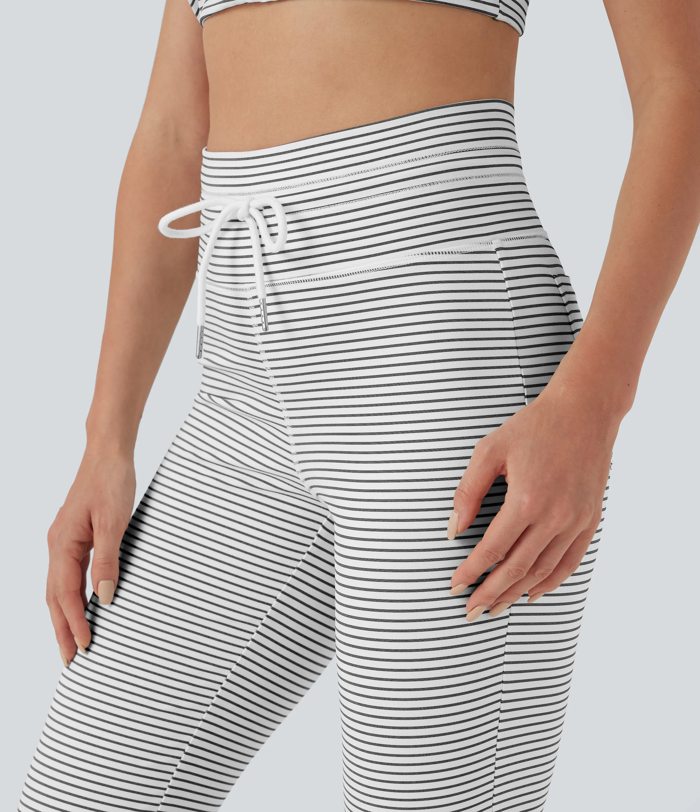Halara Pantalones de yoga acampanados de tiro alto con cordón y bolsillos - Zebra Ripple - M(petite) sold by Halara product image thumbnail 5