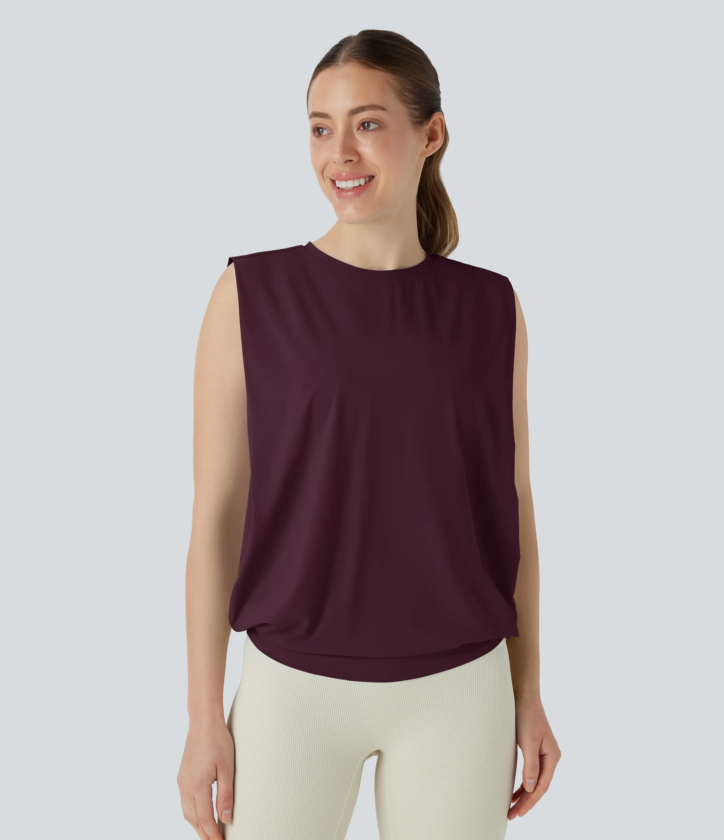 Halara Camiseta yoga cuello redondo fruncido tacto fresco - UPF 50+ - Fig - S sold by Halara product image thumbnail 2