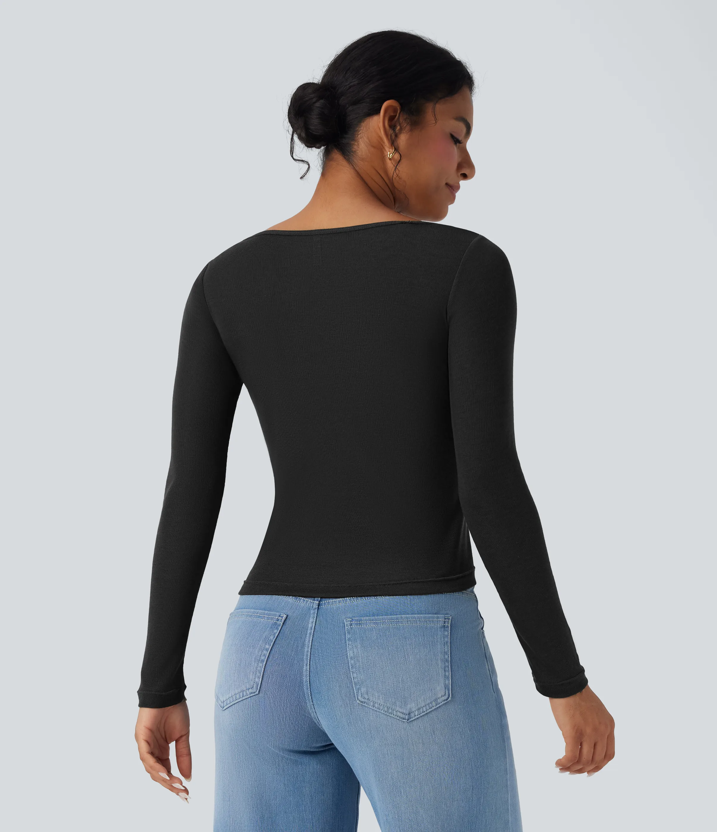 Halara Top casual fruncido de lana con cuello vuelto y manga larga - Black - XL sold by Halara product image thumbnail 3