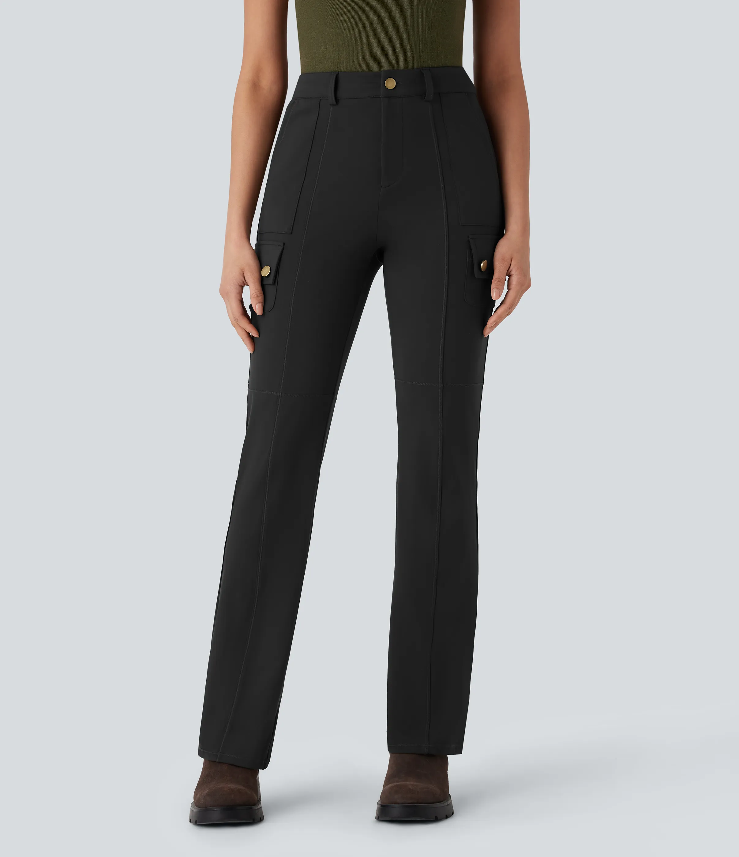 Halara Pantalón cargo bota senderismo múltiple bolsillo tiro medio - Black - S(petite) sold by Halara product image thumbnail 4