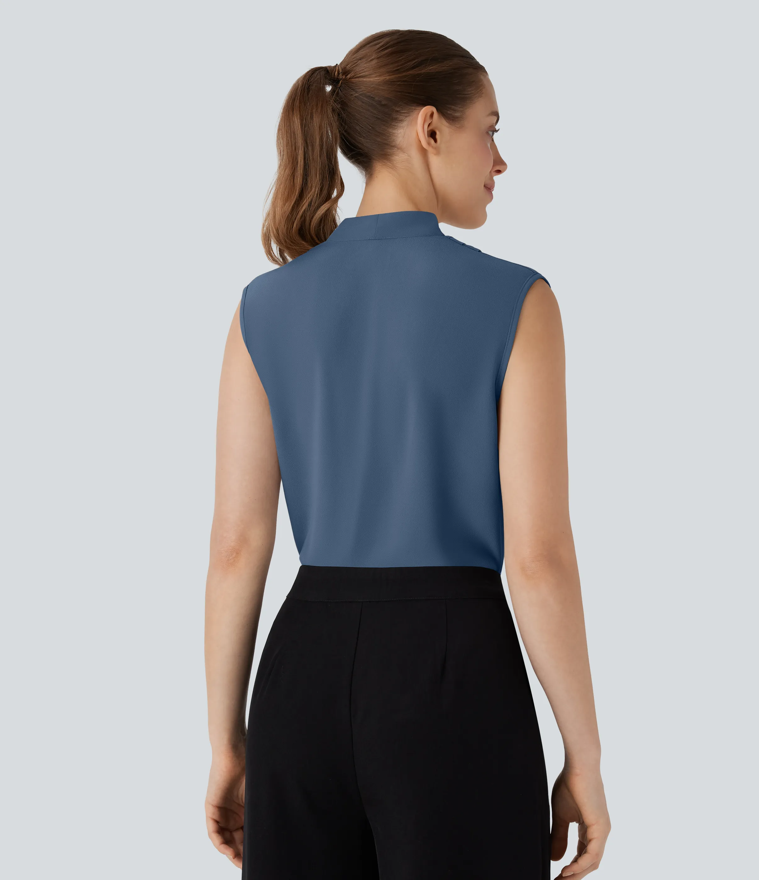 Halara Blusa oficina sin mangas cuello V - Starry Blue - M sold by Halara product image thumbnail 3