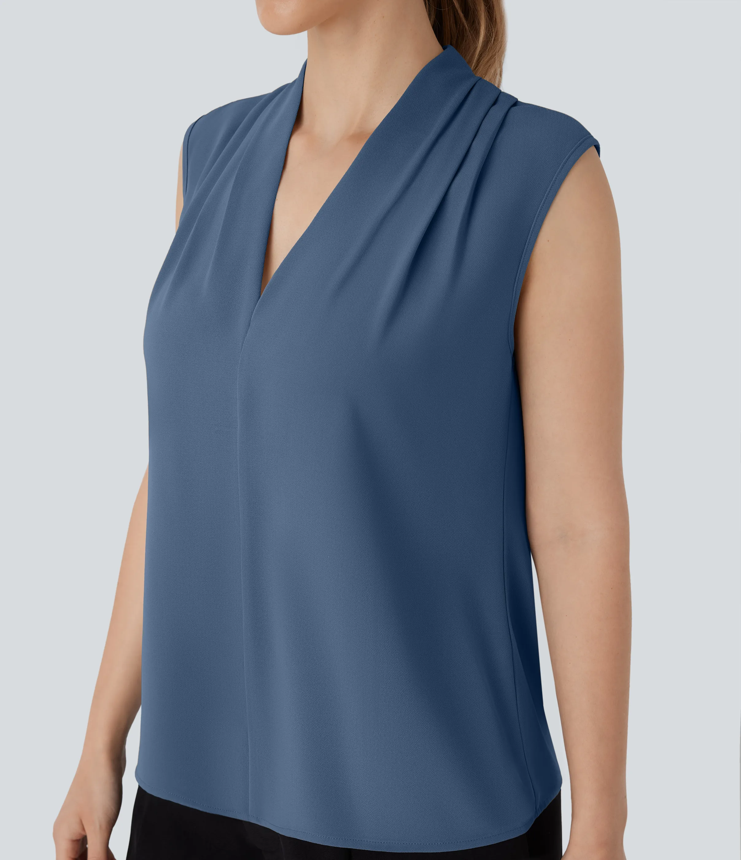 Halara Blusa oficina sin mangas cuello V - Starry Blue - M sold by Halara product image thumbnail 5