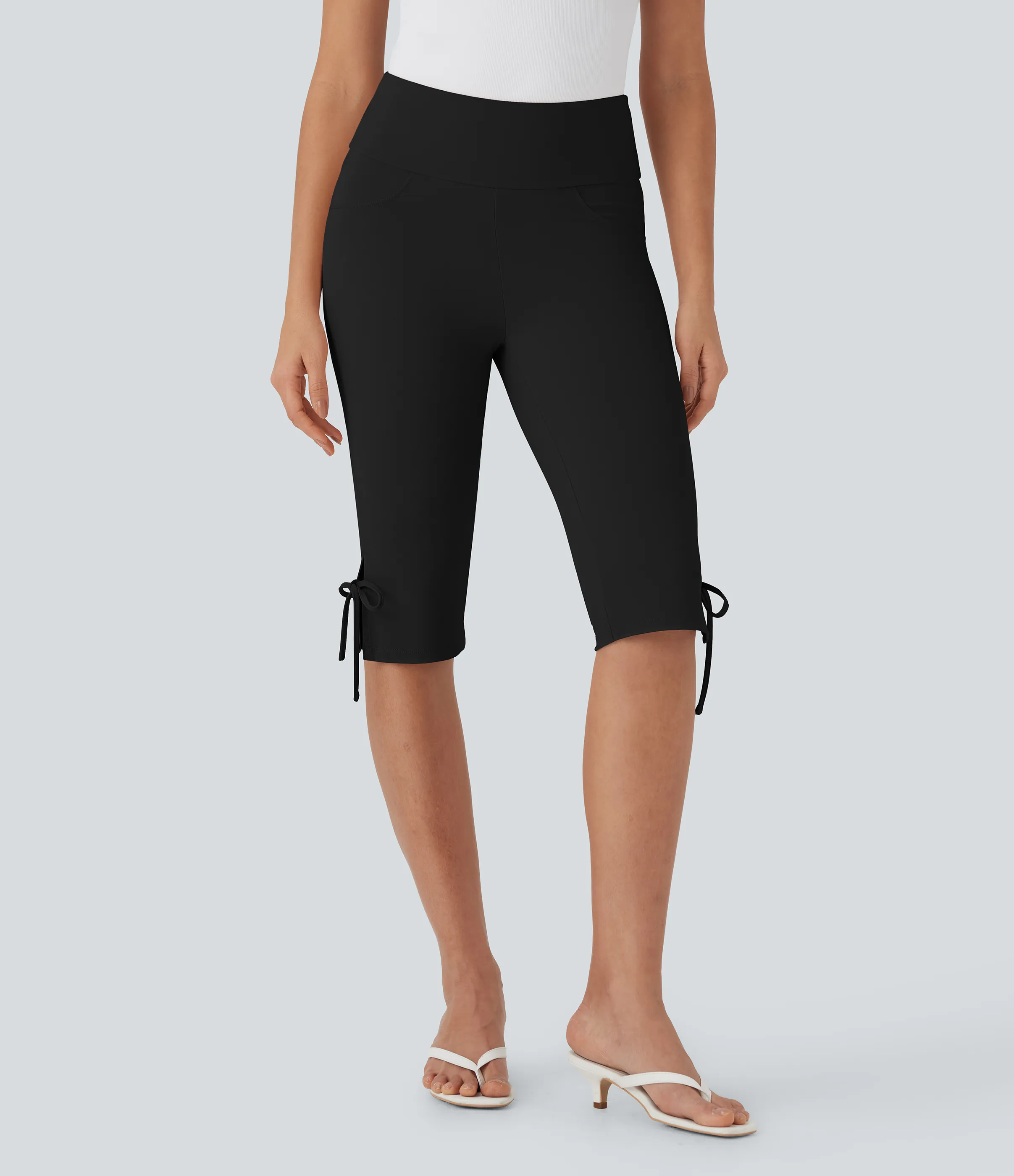 Halara Pantalones capri casuales de tiro medio con cordones y bolsillos traseros - Black - XL(regular) sold by Halara product image thumbnail 3