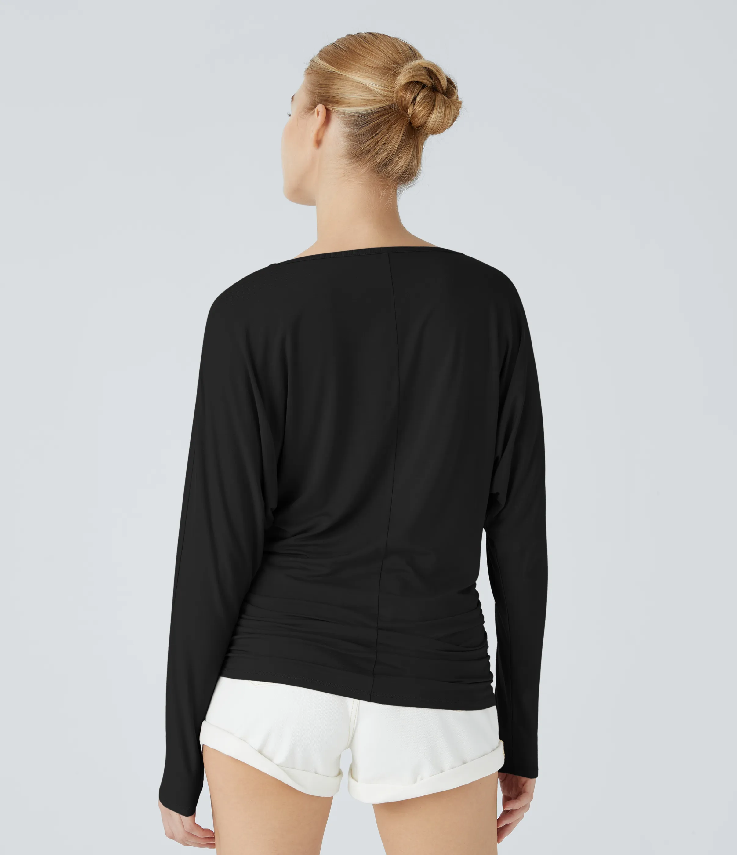 Halara Top fruncido manga larga cuello barco - Black - L sold by Halara product image thumbnail 3