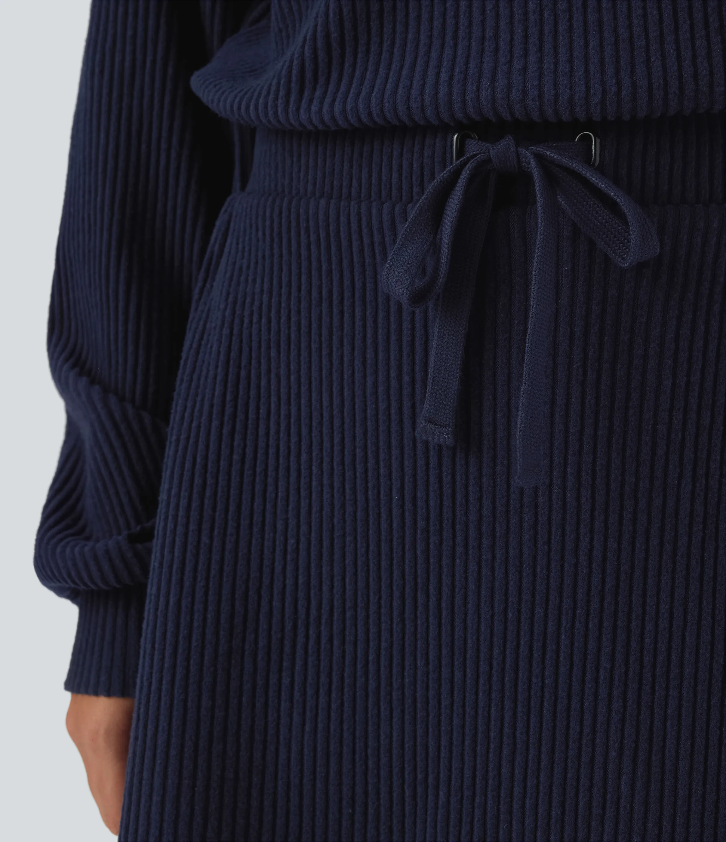 Halara Minifalda 2 en 1 acanalado tiro medio cordón ajustable bolsillo trasero dividido - Maritime Blue - S(regular) sold by Halara product image thumbnail 4