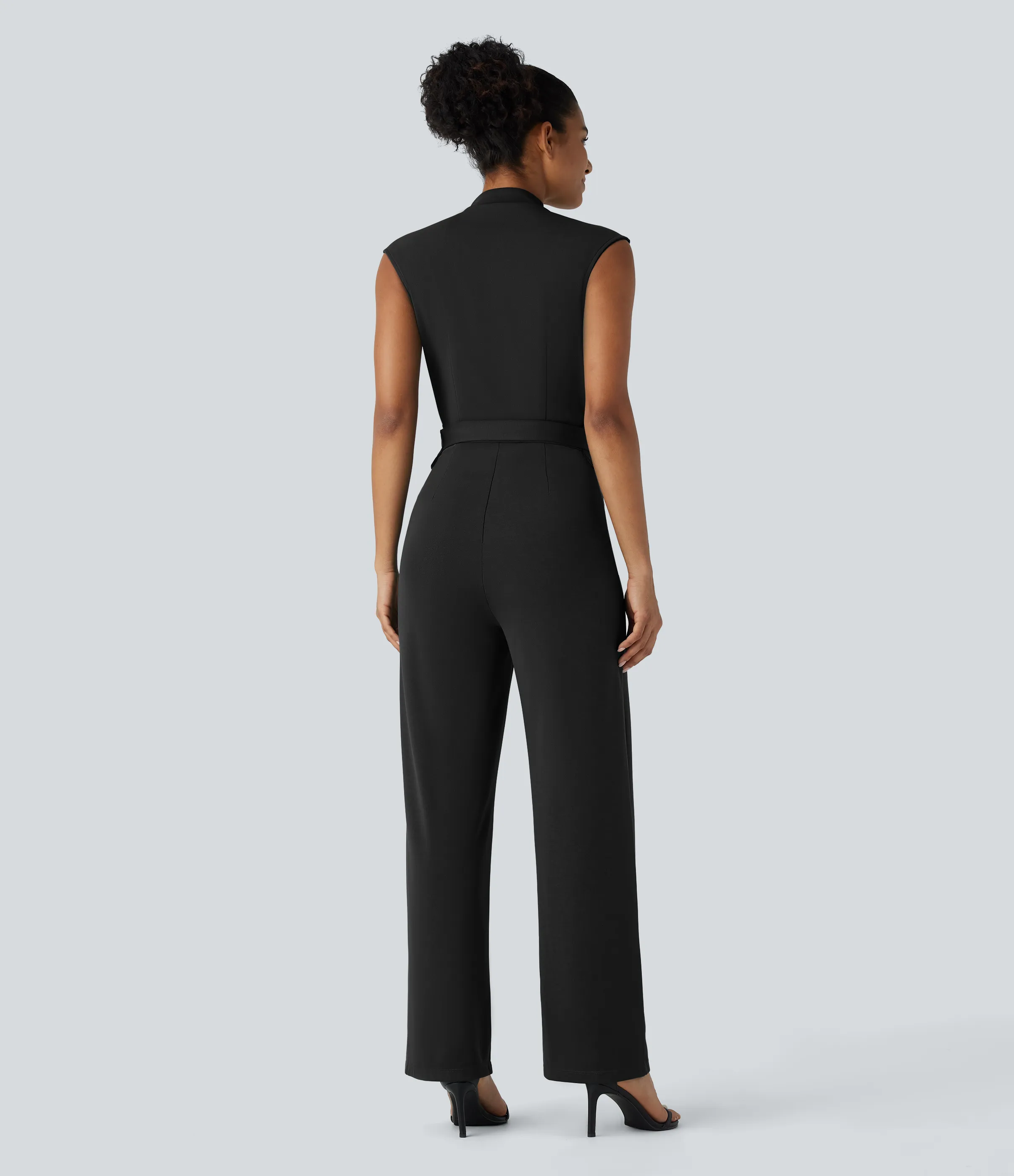 Halara Mono oficina sin mangas botón cinturón bolsillo lateral cremallera invisible - Edición Easy Peezy - Black - S(regular) sold by Halara product image thumbnail 4