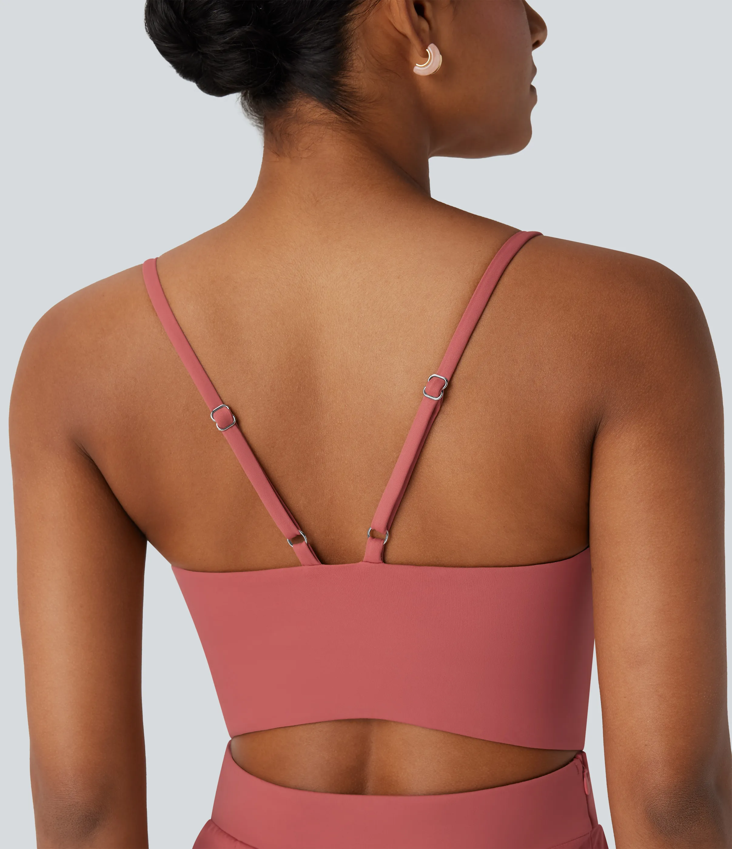 Halara Mono casual ancho de secado rápido Breezeful™, espalda descubierta y bolsillos laterales - Edición Easy Peezy - Kapok Red - XL(regular) sold by Halara product image thumbnail 5