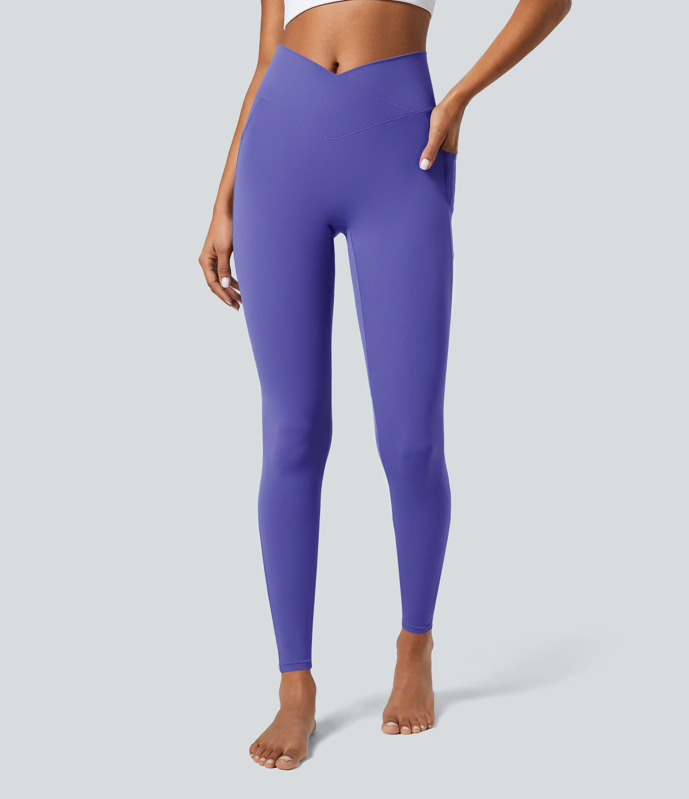 Halara Leggings Softlyzero™ liso bolsillo cruzado - Misty Lavender - L(7/8) sold by Halara product image thumbnail 2