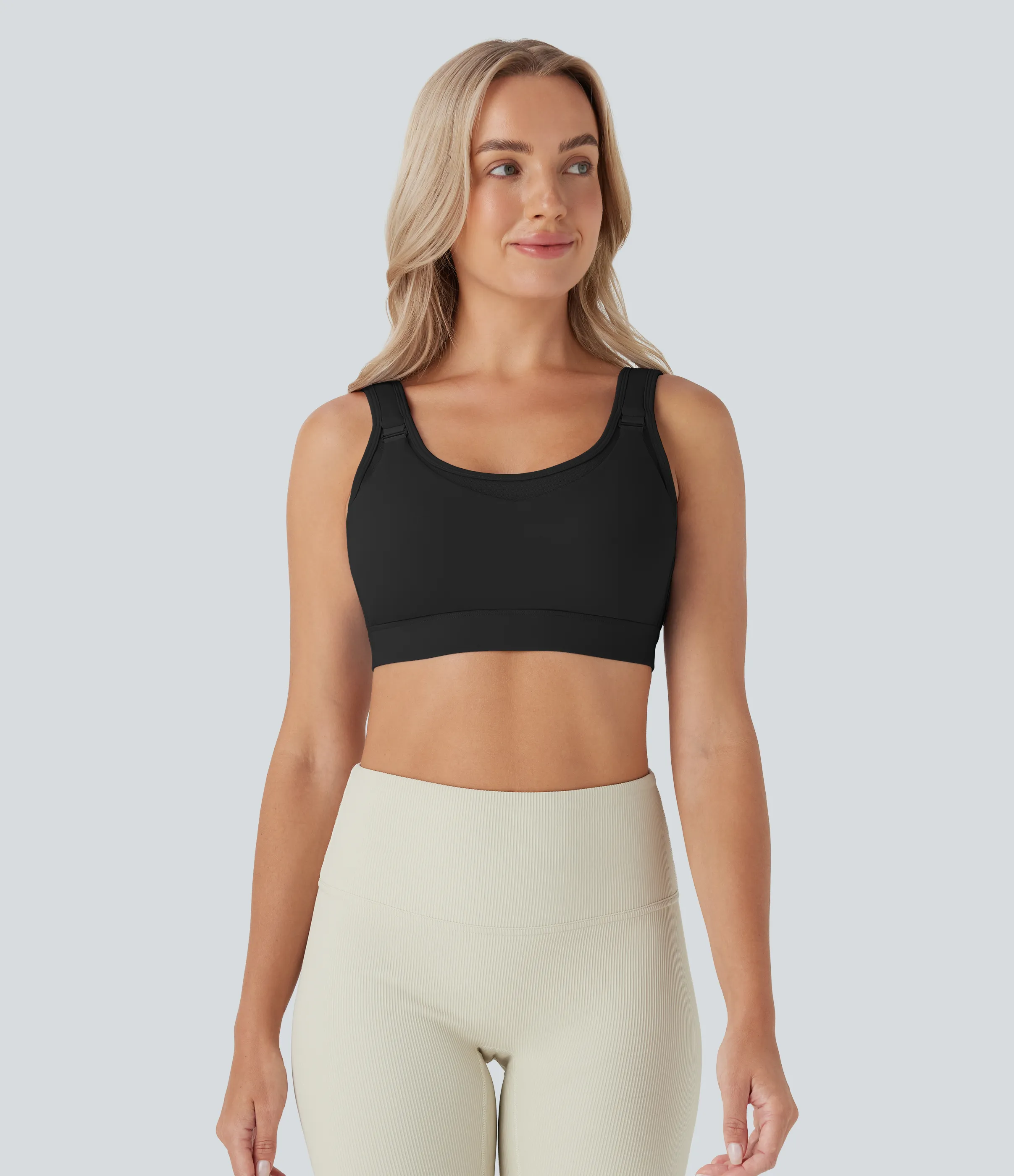 Halara Brasier deportivo SoftlyZero™ Airy de yoga para lactancia de sujeción baja con hebilla ajustable de tacto fresco en copas A-C - Black - M sold by Halara product image thumbnail 5