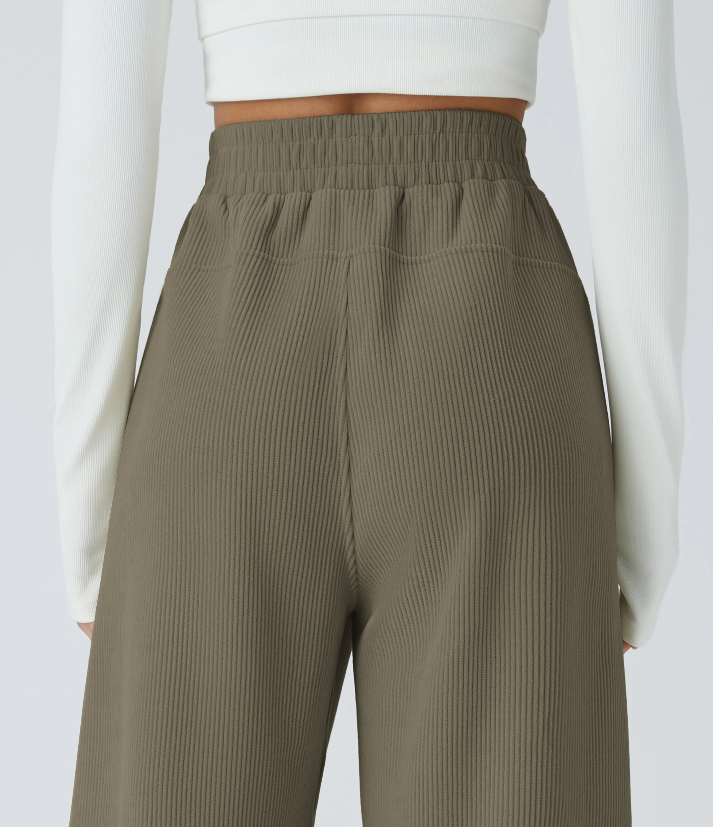 Halara Pantalón pana tiro alto bolsillo lateral pierna recta - Sea Turtle - XL(regular) sold by Halara product image thumbnail 5