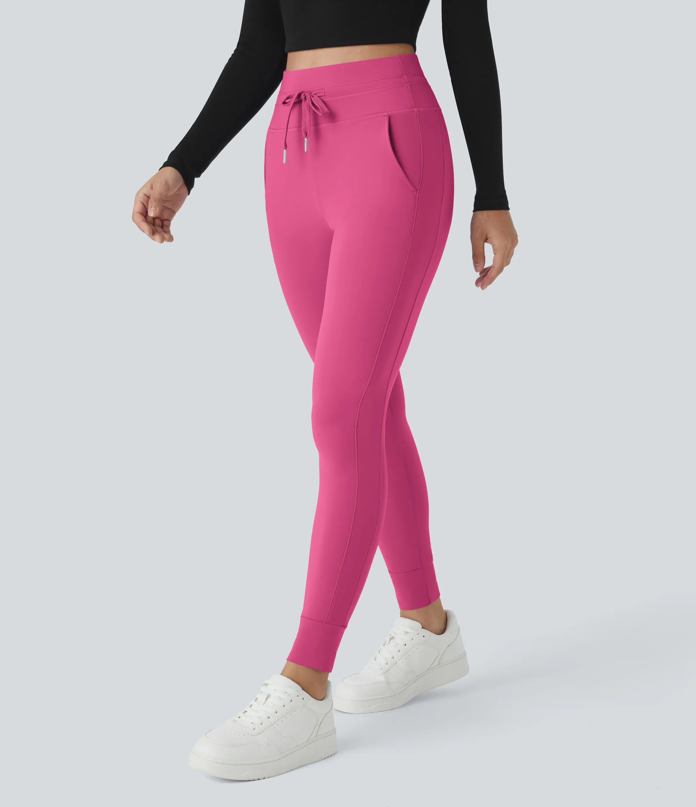 Halara Joggers Softlyzero™ Plush liso largo completo bolsillo lateral cordón tiro alto - Fuchsia Purple - S(regular) sold by Halara product image thumbnail 4
