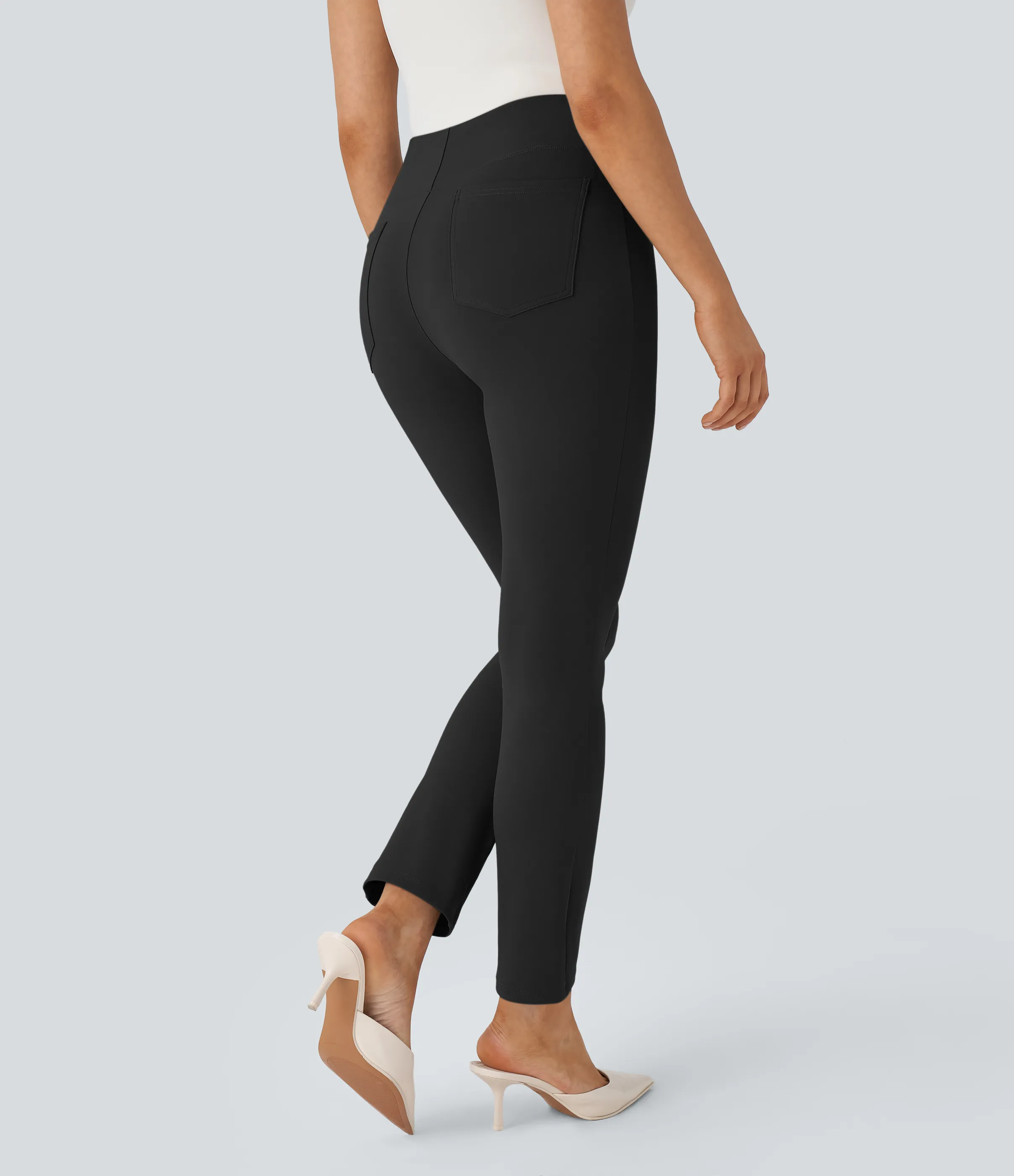 Halara Pantalón Halara Flex™ oficina ajustado tiro alto bolsillo lateral posterior - Black - M(7/8) sold by Halara product image thumbnail 3