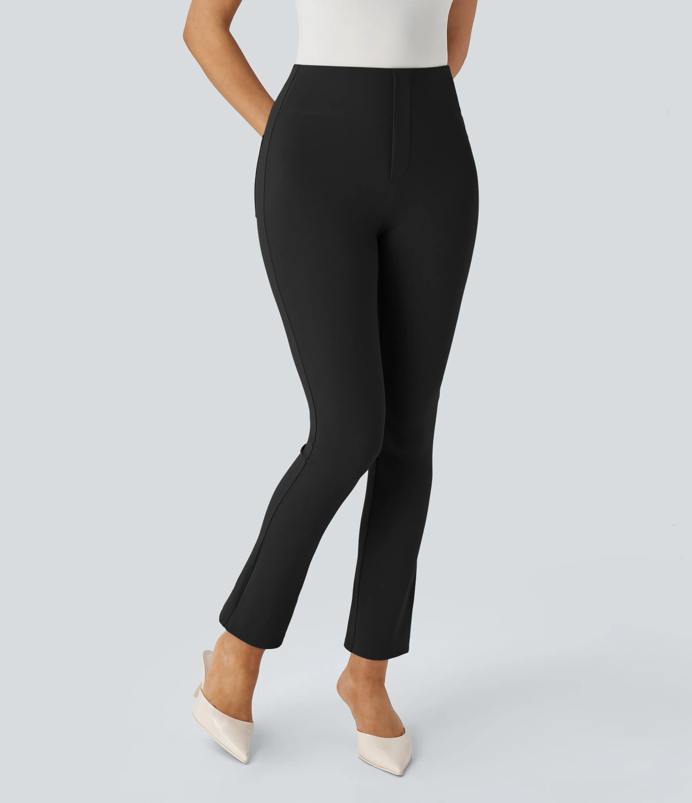 Halara Pantalón Halara Flex™ oficina ajustado tiro alto bolsillo lateral posterior - Black - M(7/8) sold by Halara product image thumbnail 4