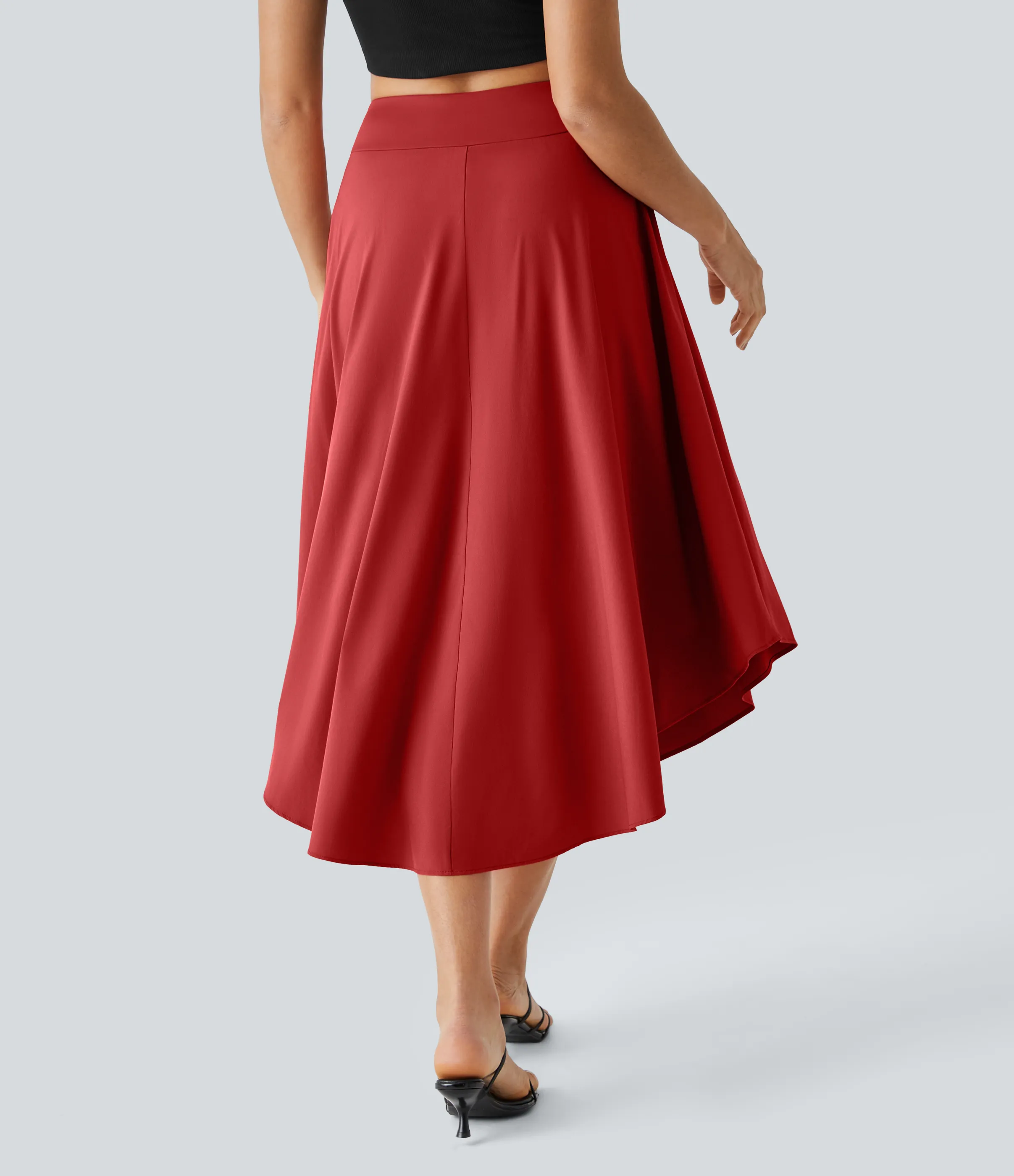 Halara Falda casual midi fluida Breezeful™ 2 en 1 con abertura lateral y tiro alto de secado rápido - Pompeian Red - XS(regular) sold by Halara product image thumbnail 3