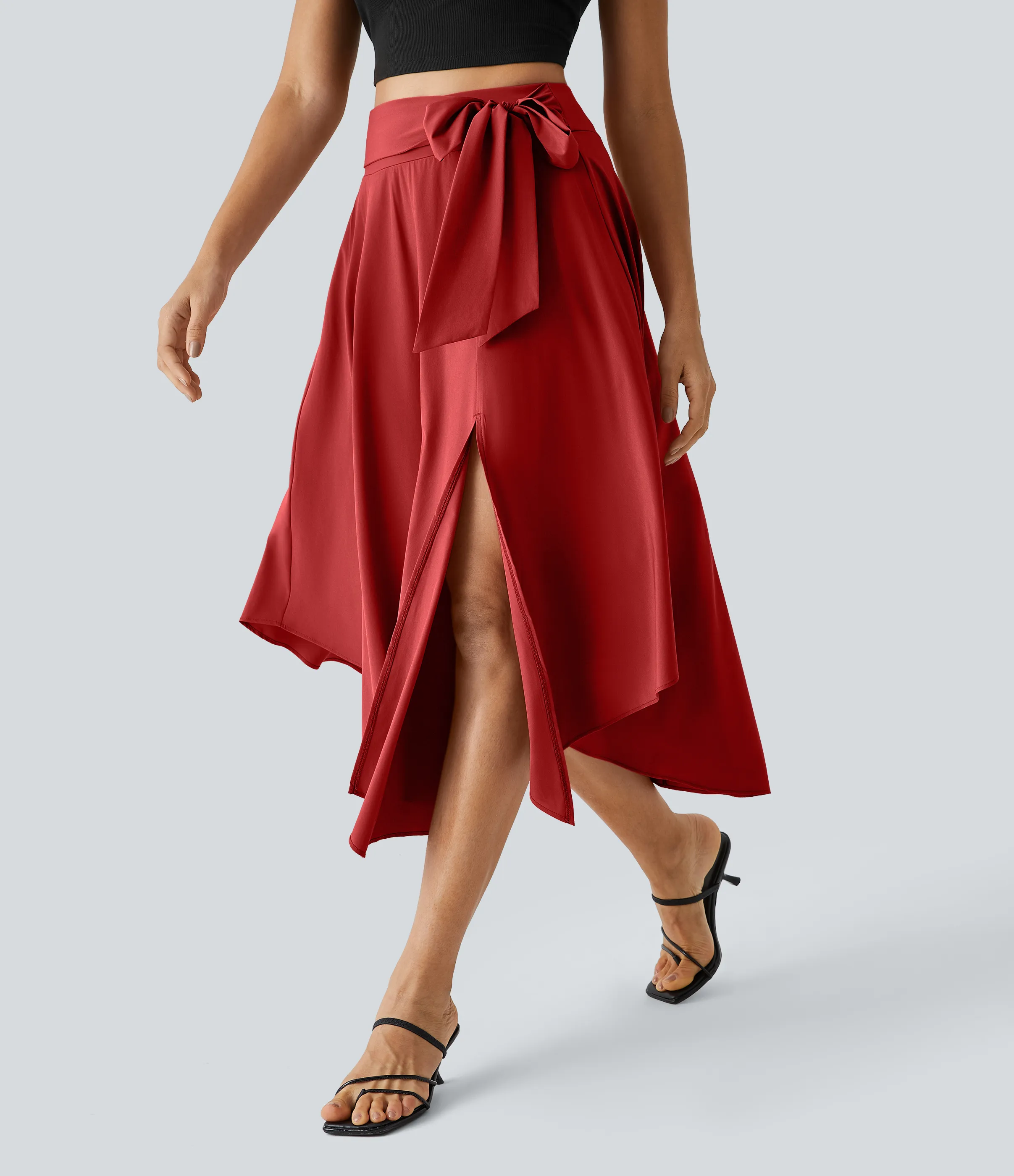 Halara Falda casual midi fluida Breezeful™ 2 en 1 con abertura lateral y tiro alto de secado rápido - Pompeian Red - XS(regular) sold by Halara product image thumbnail 4