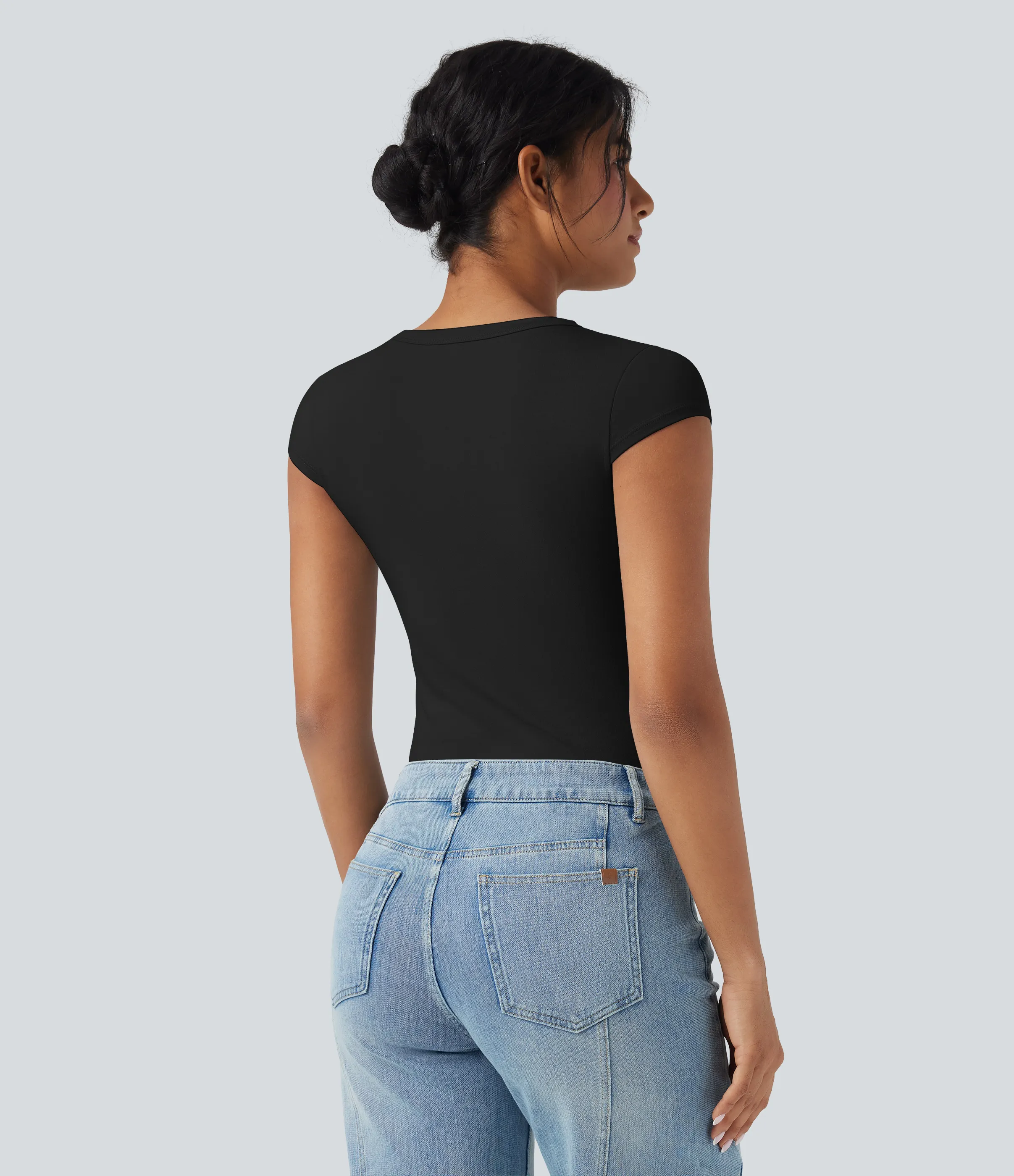 Halara Camiseta casual de cuello redondo y manga corta - Black - XL sold by Halara product image thumbnail 3