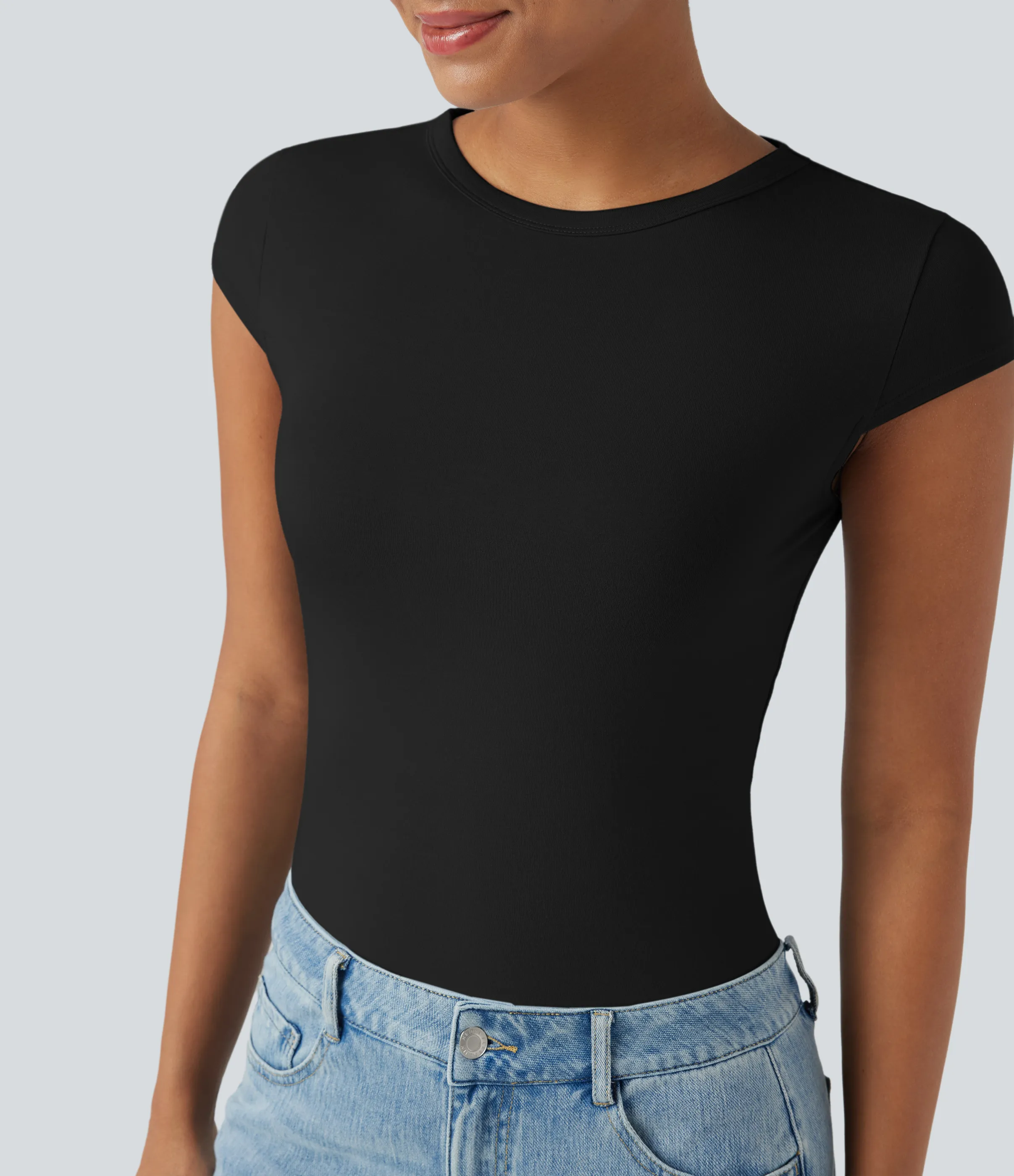 Halara Camiseta casual de cuello redondo y manga corta - Black - XL sold by Halara product image thumbnail 5
