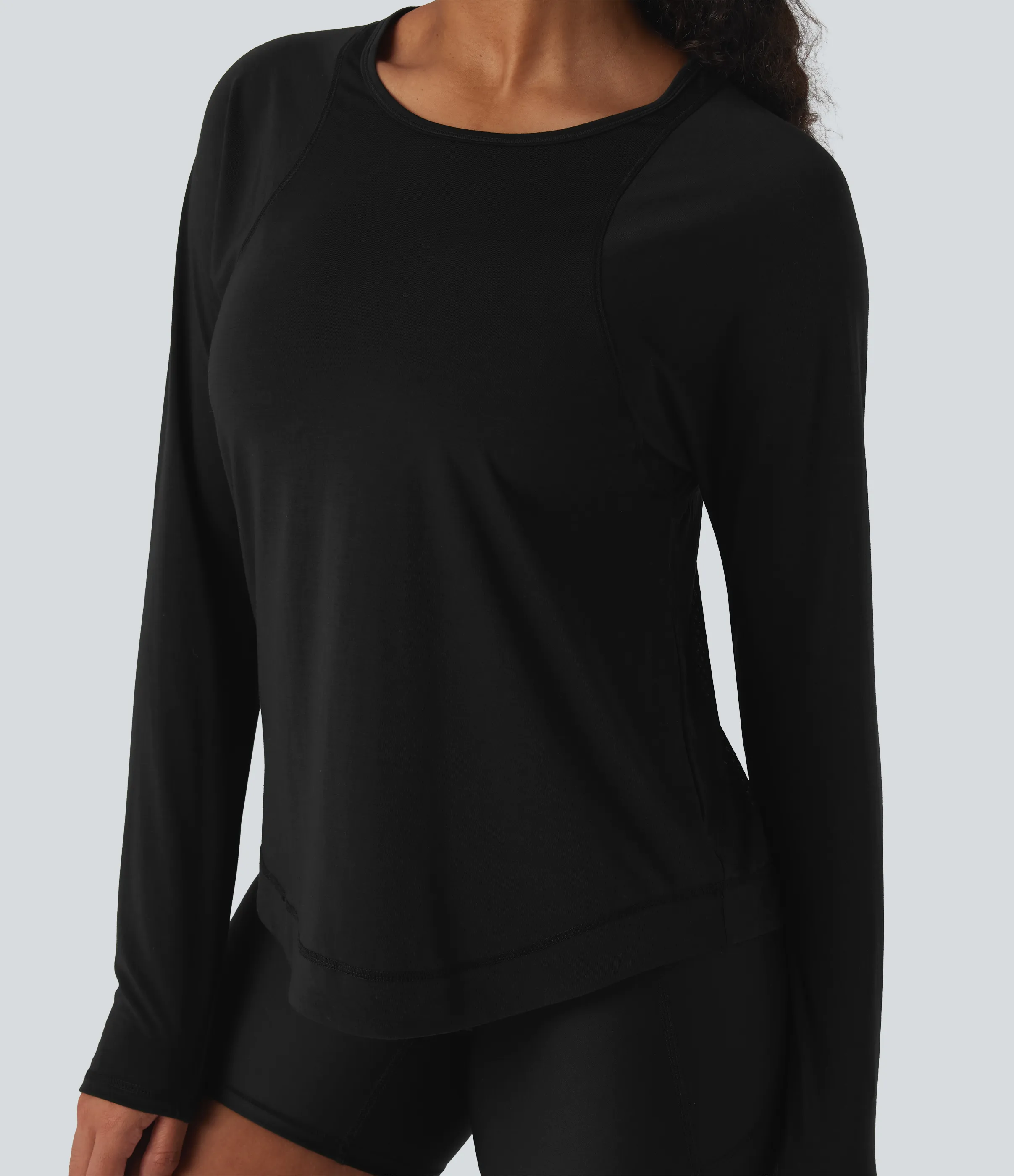 Halara Camiseta deportiva para running de secado rápido y malla transpirable de manga larga con escote redondo - Black - XL sold by Halara product image thumbnail 5