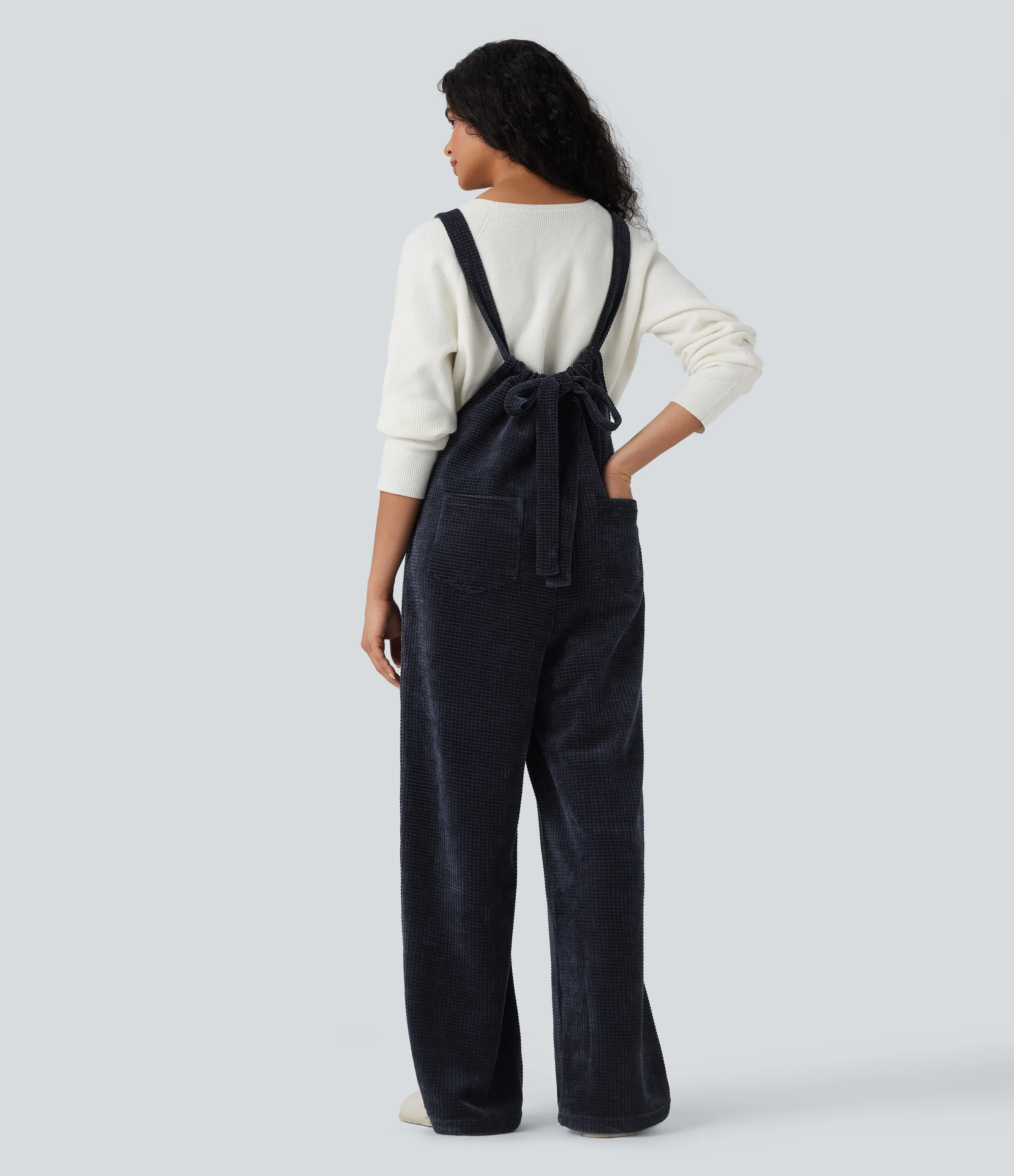 Halara Jumpsuit casual de chenilla con lazo en la espalda y bolsillos - Sky Captain - M(regular) sold by Halara product image thumbnail 3
