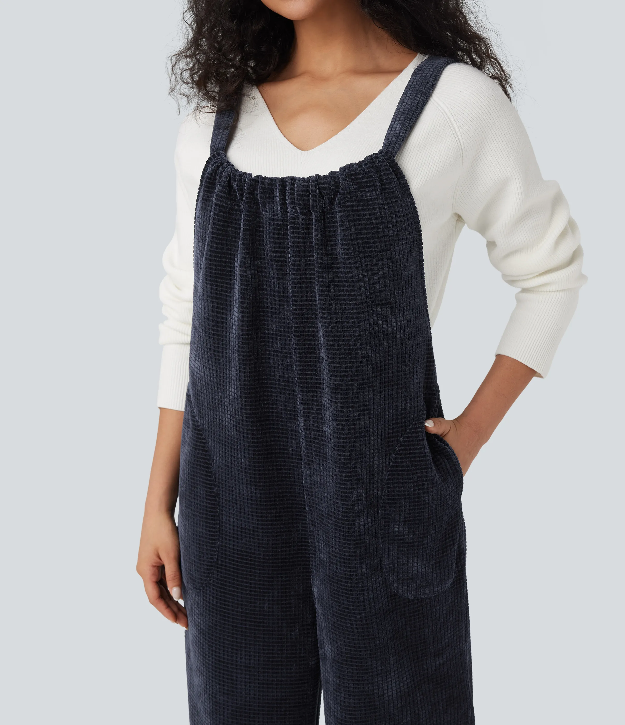 Halara Jumpsuit casual de chenilla con lazo en la espalda y bolsillos - Sky Captain - M(regular) sold by Halara product image thumbnail 5