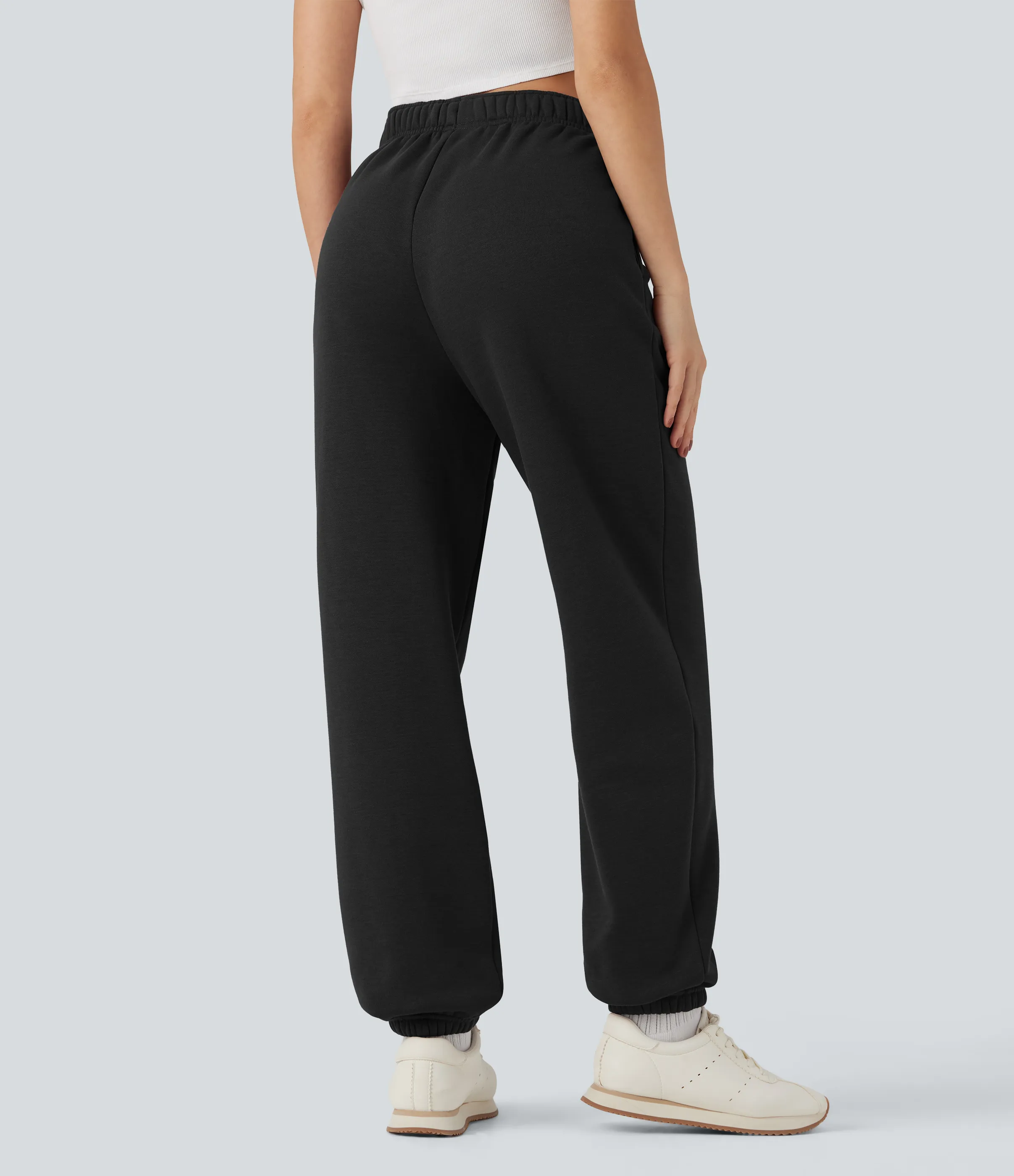 Halara Joggers casuales de polar con tiro alto y cordón interior con bolsillos - Black - XS(regular) sold by Halara product image thumbnail 3