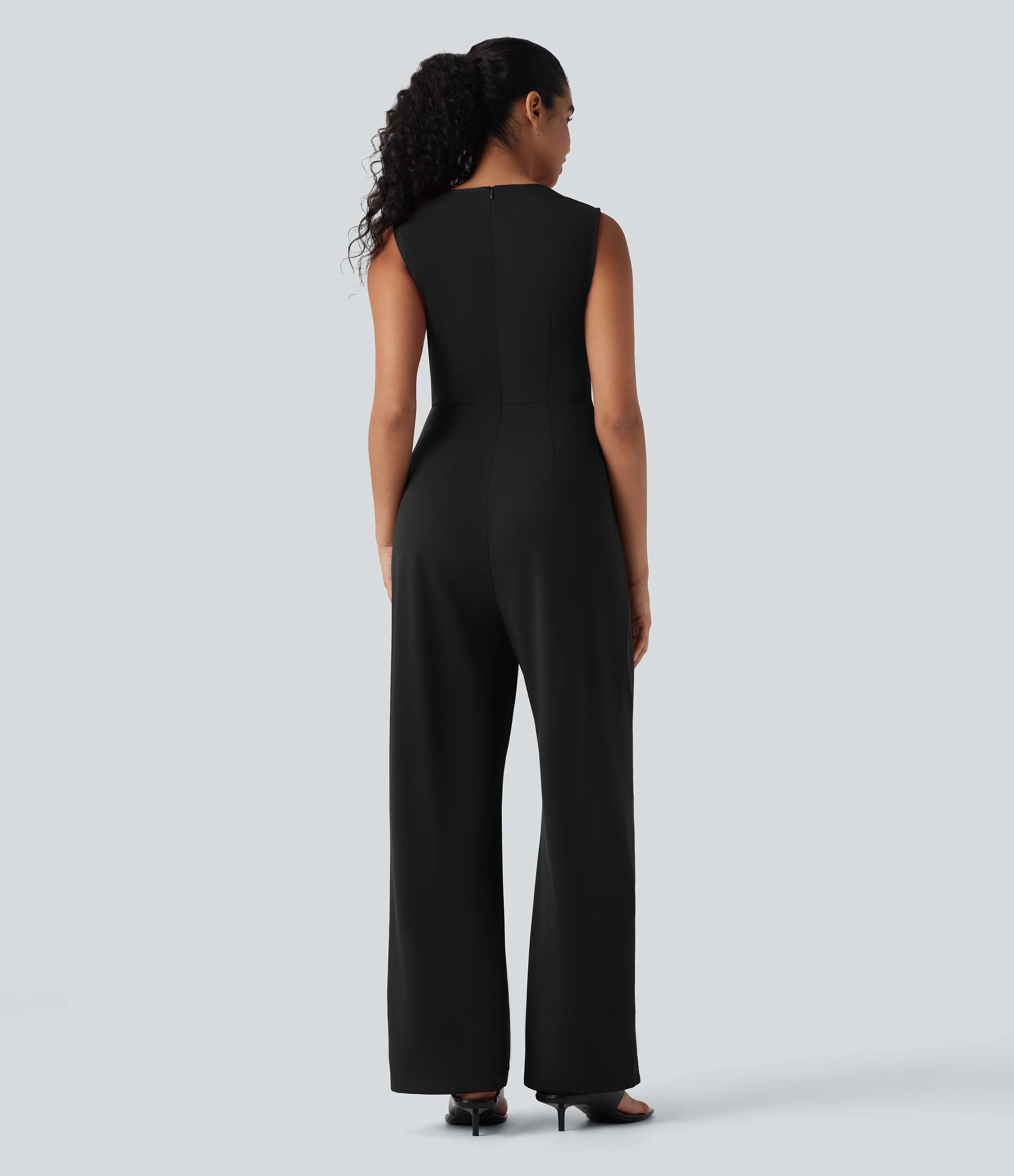 Halara Jumpsuit de oficina sin mangas con cremallera y bolsillos - Black - XS(regular) sold by Halara product image thumbnail 3