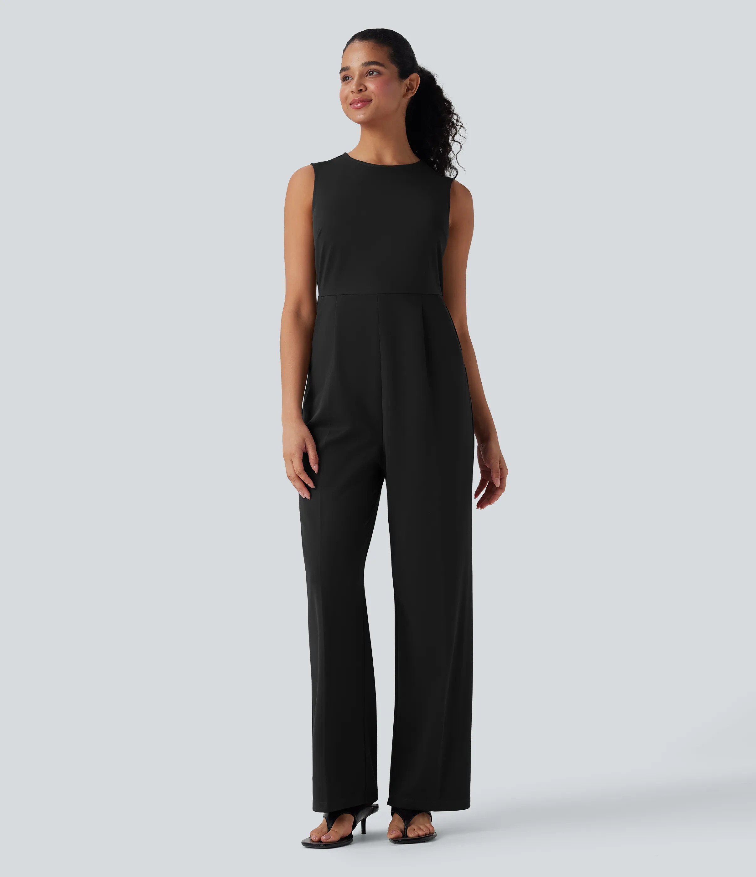 Halara Jumpsuit de oficina sin mangas con cremallera y bolsillos - Black - XS(regular) sold by Halara product image thumbnail 4