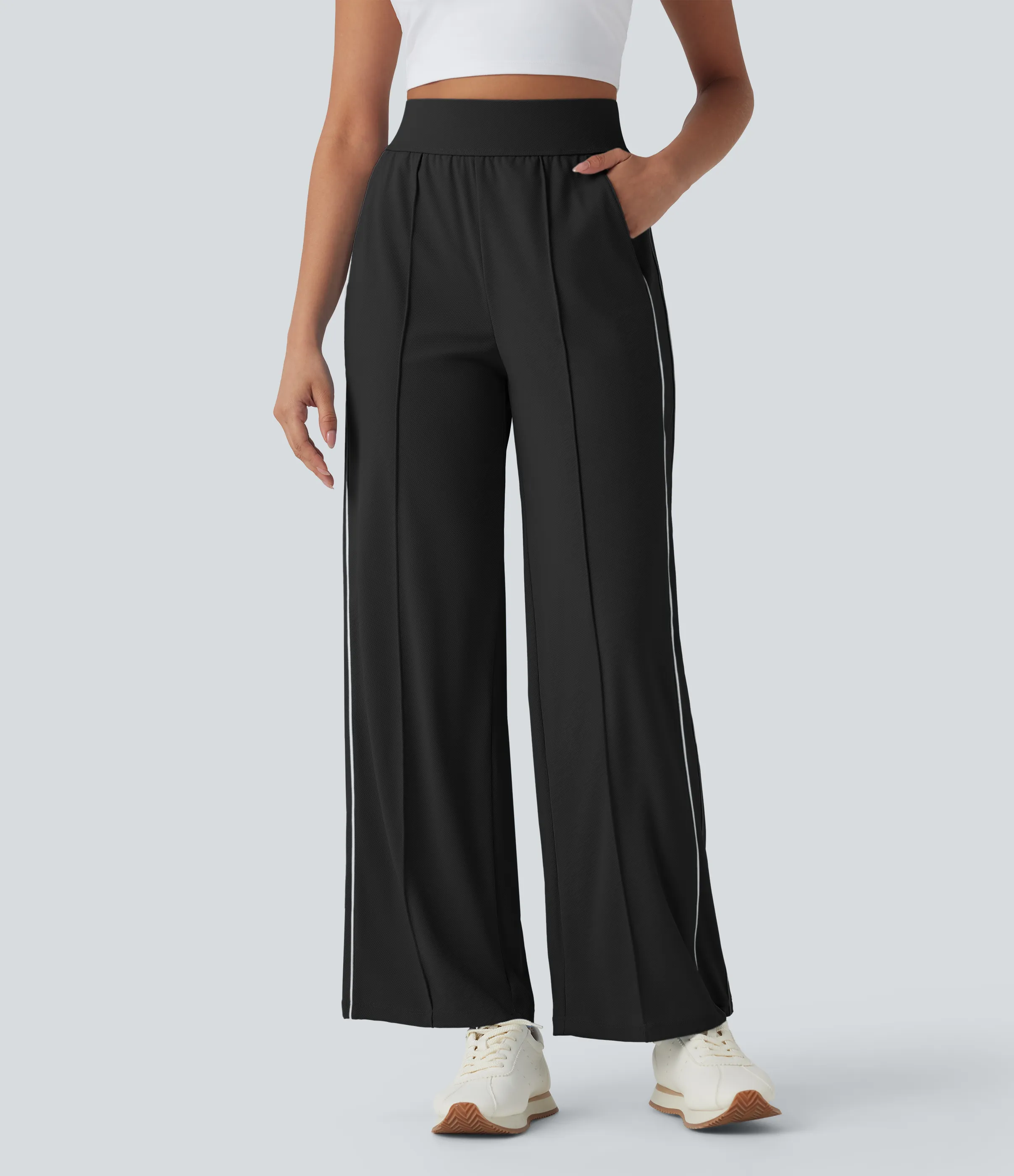 Halara Pantalones de entrenamiento rectos de tiro alto y secado rápido con bolsillos - UPF 40+ - Black - XL(regular) sold by Halara product image thumbnail 2