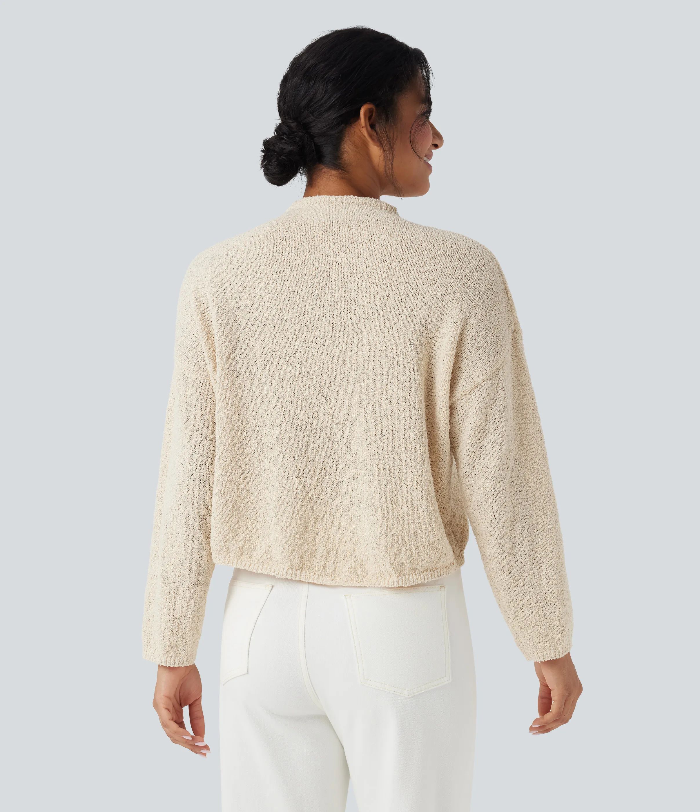 Halara Suéter casual de manga larga con cuello alto - Arctic Wolf - L sold by Halara product image thumbnail 3