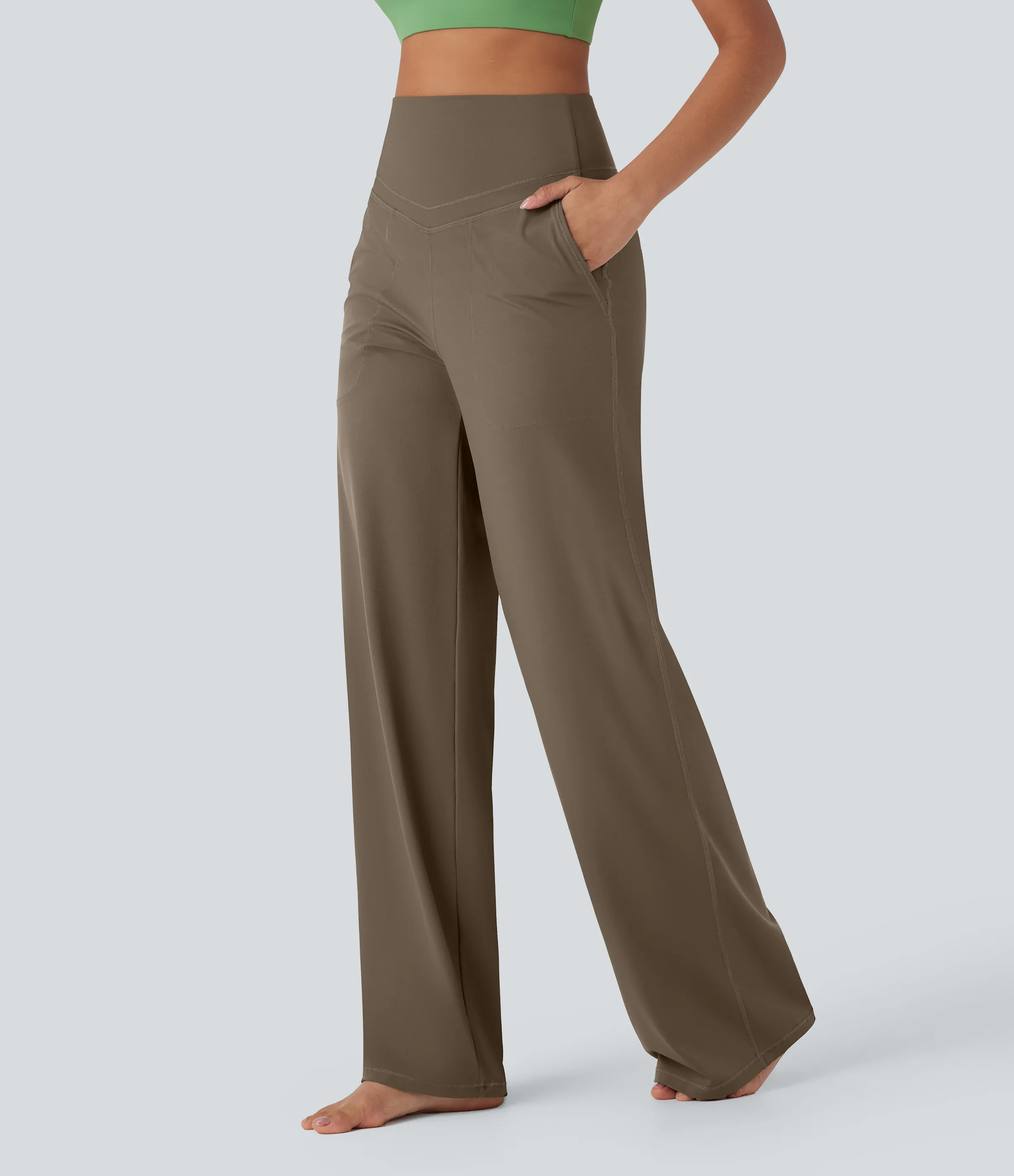 Halara Pantalones de yoga Halara UltraSculpt™ moldeadores de tiro alto con control de abdomen y pierna recta con bolsillos - Dawn Brown - S(regular) sold by Halara product image thumbnail 4