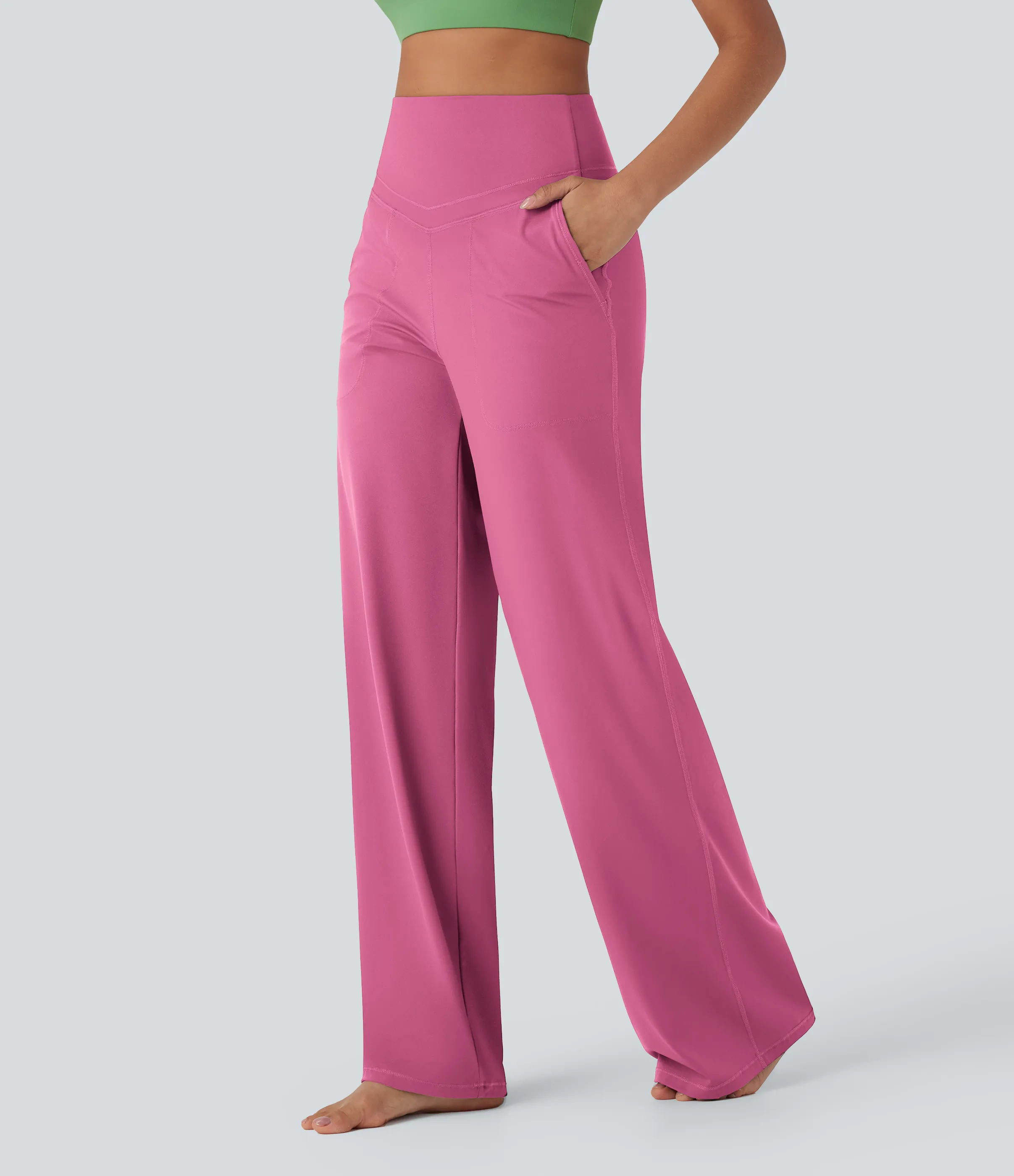 Halara Pantalones de yoga Halara UltraSculpt™ moldeadores de tiro alto con control de abdomen y pierna recta con bolsillos - Pink Power - XL(regular) sold by Halara product image thumbnail 4