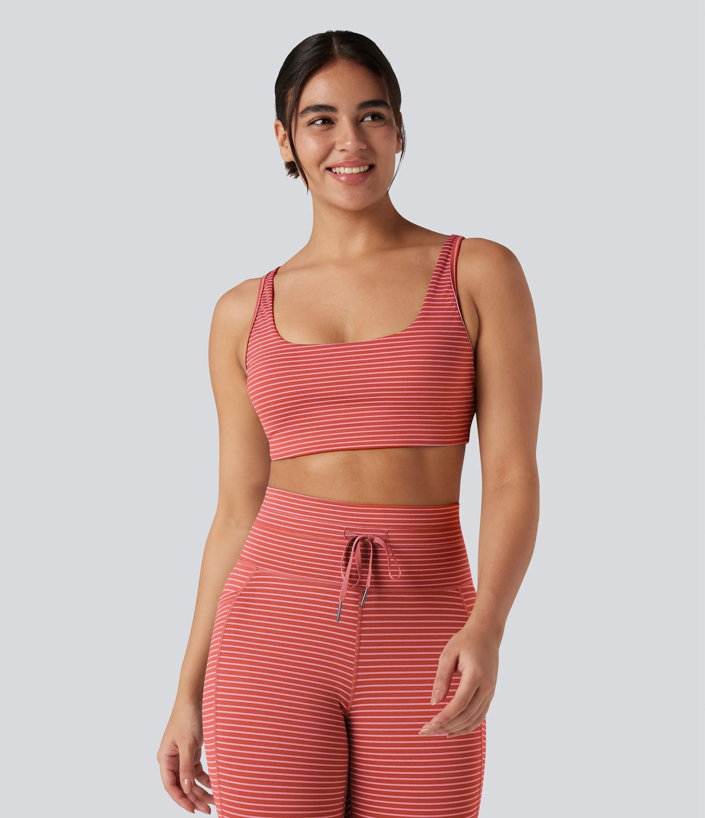 Halara Brasier deportivo de yoga de sujeción baja con escote en U y abertura en copas A-C - Sunset Coral - XS sold by Halara product image thumbnail 3