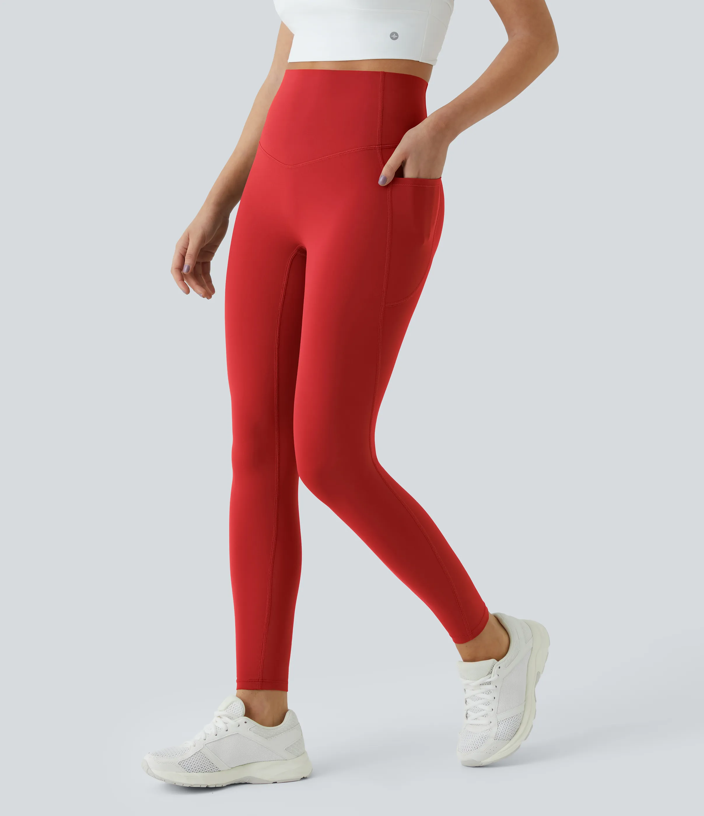 Halara Leggings SoCinched UltraSculpt entrenamiento control abdomen bolsillo lateral tiro alto - Aura Orange - L(full_length) sold by Halara product image thumbnail 5