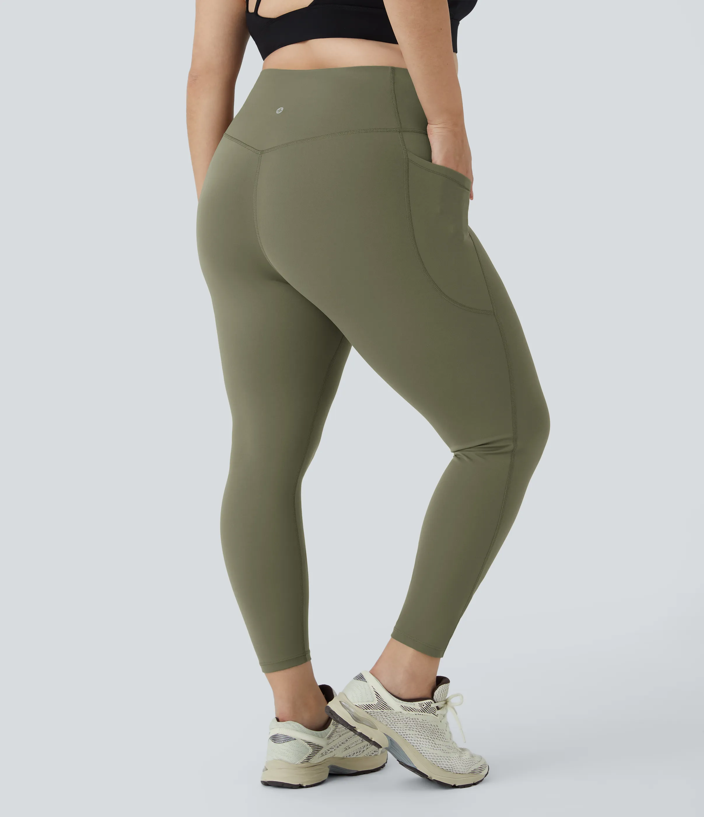 Halara Leggings SoCinched talla grande entrenamiento bolsillo lateral moldeador abdomen tiro alto - Grass Grey Green - 3X(7/8) sold by Halara product image thumbnail 3