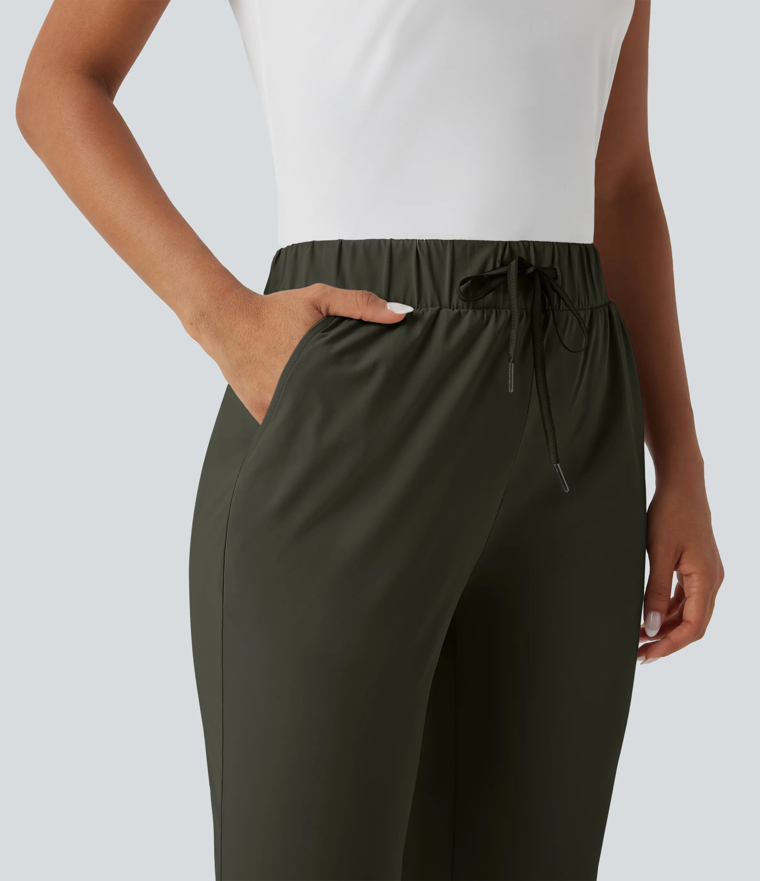 Halara Pantalones de golf ajustados con secado rápido de tiro alto con bolsillos, cordón y bolsillo para tee de golf - Forest Night - XL(regular) sold by Halara product image thumbnail 5