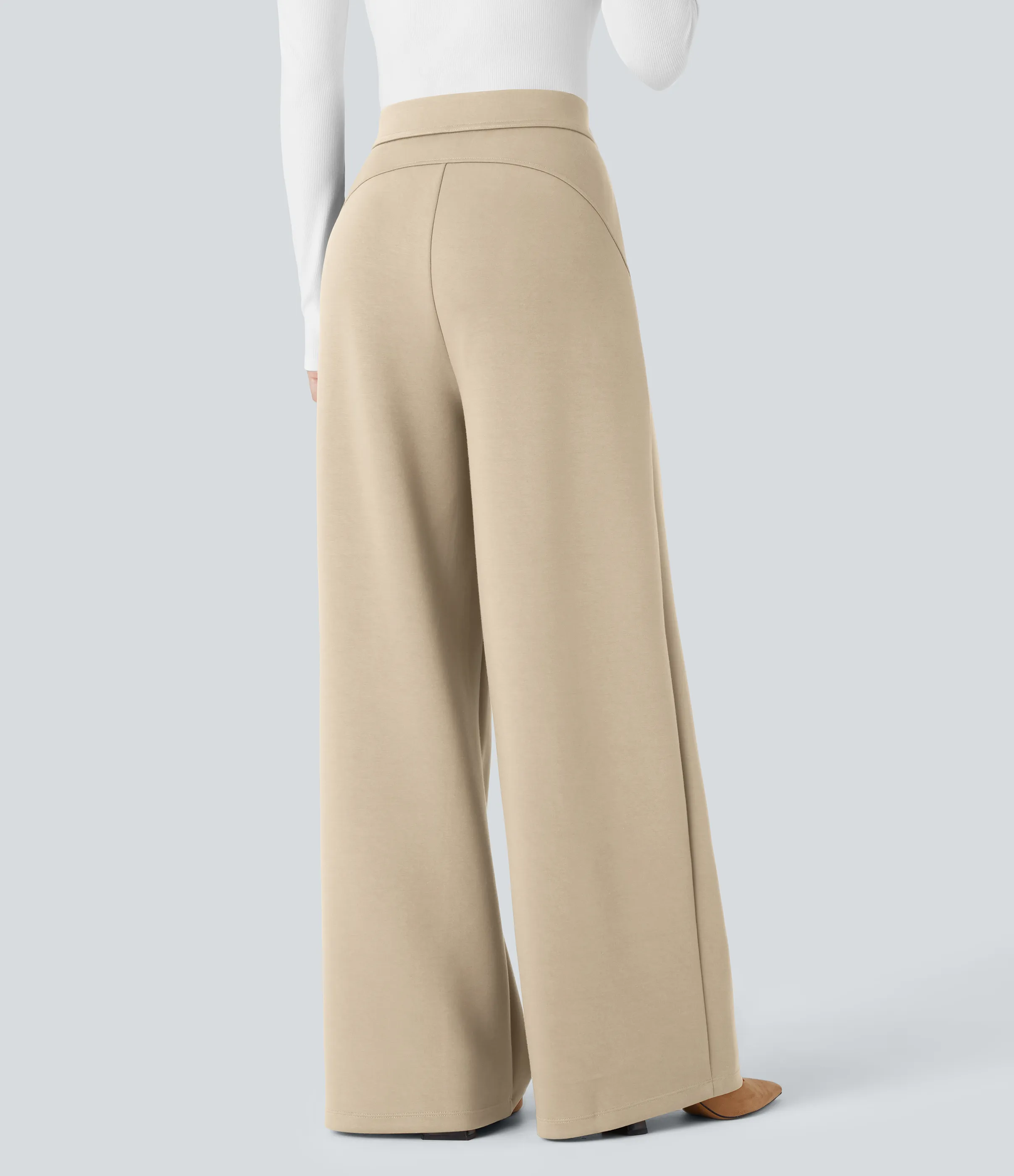 Halara Pantalón oficina tiro alto bolsillo lateral pierna ancha - Bleached Sand - M(regular) sold by Halara product image thumbnail 3