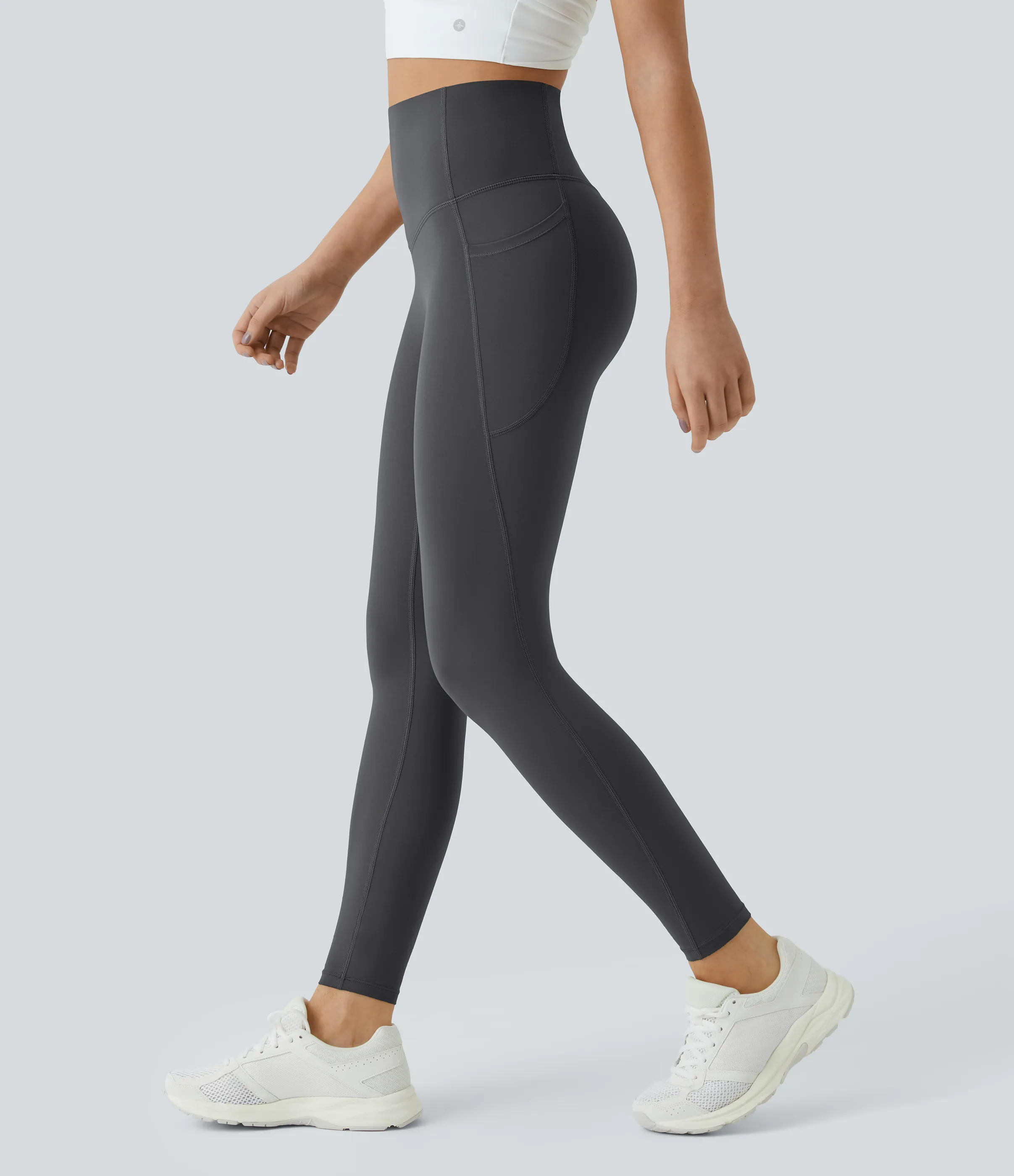 Halara Leggings SoCinched UltraSculpt entrenamiento control abdomen bolsillo lateral tiro alto - Volcanic Ash - L(7/8) sold by Halara