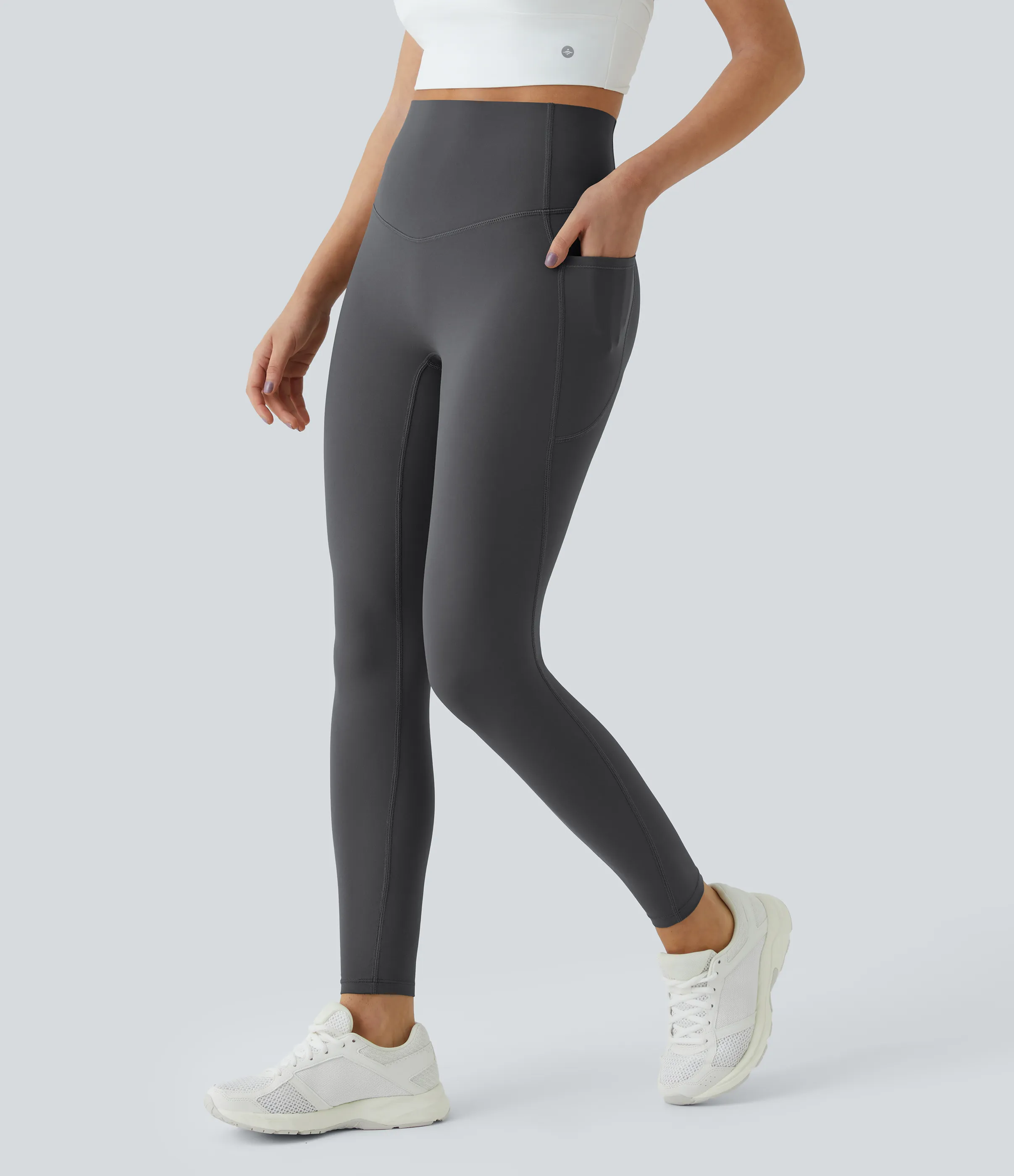 Halara Leggings SoCinched UltraSculpt entrenamiento control abdomen bolsillo lateral tiro alto - Volcanic Ash - L(7/8) sold by Halara product image thumbnail 5