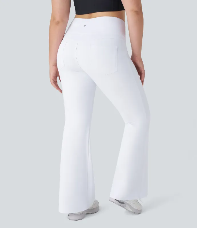 Halara Leggings yoga acampanado bolsillo trasero tiro alto talla grande - White - 2X(regular) made by Halara