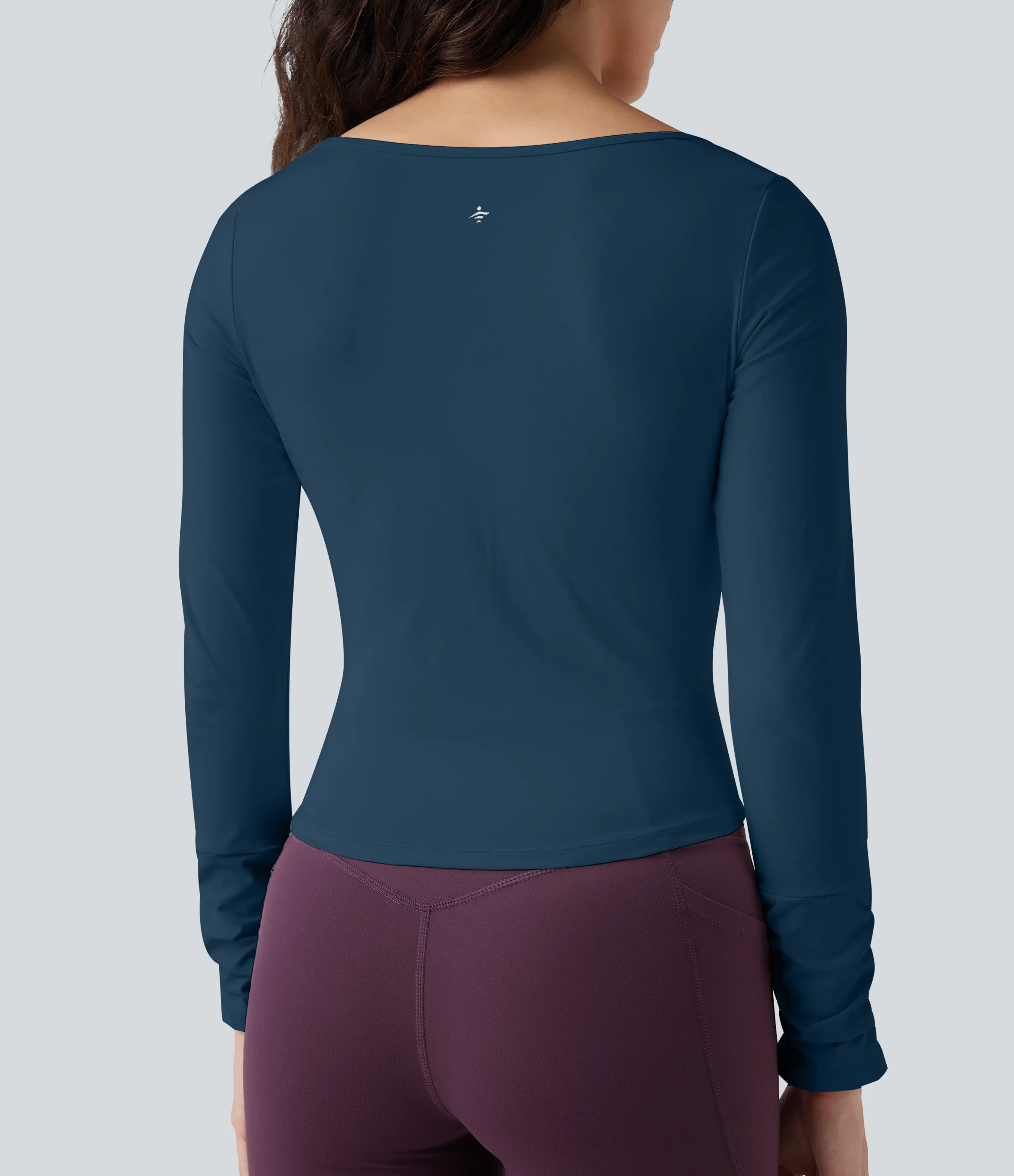 Halara Top deportivo de entrenamiento SoftlyZero™ con cuello cuadrado de manga larga con fruncido y tacto fresco - Majolica Blue - M sold by Halara product image thumbnail 5