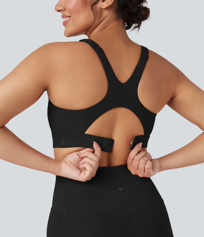 Halara Sujetador deportivo de entrenamiento SpeedWave™ de secado rápido y sujeción media con copas moldeadas con gancho ajustable perforado - Black - XL sold by Halara