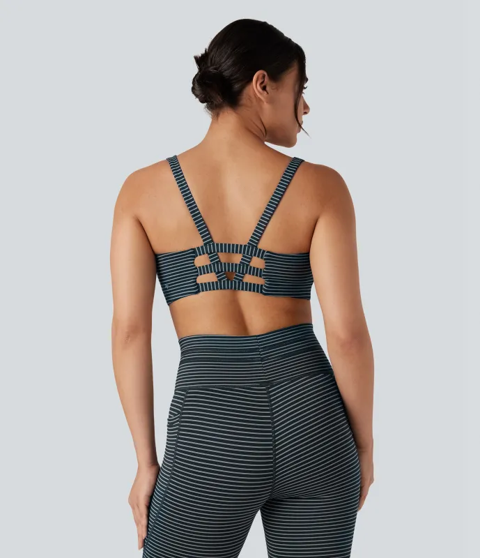 Halara Brasier deportivo de yoga de sujeción baja con escote en U y abertura en copas A-C - Oceanic Teal - M sold by Halara