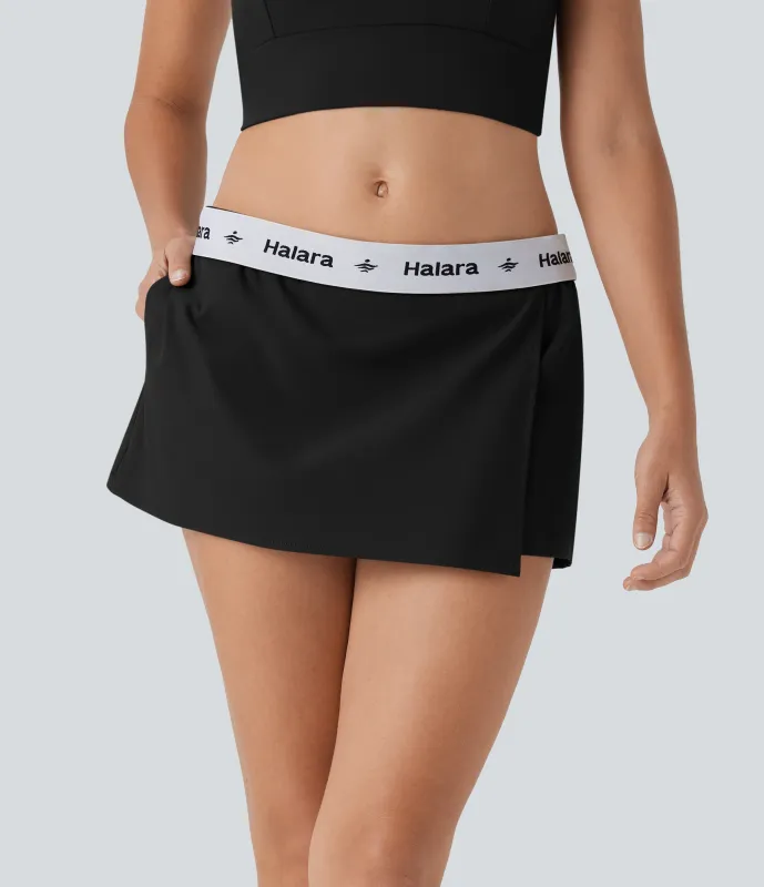 Halara Falda pantalón de tenis mini de sarga plegable de tiro medio repelente al agua con bolsillos laterales - Black - XL sold by Halara