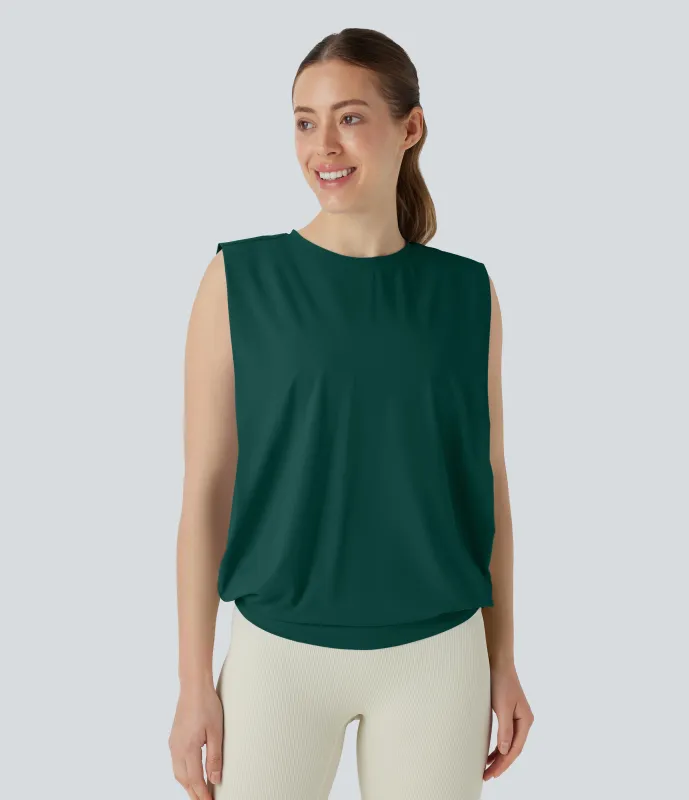 Halara Camiseta yoga cuello redondo fruncido tacto fresco - UPF 50+ - Rain Forest - M sold by Halara