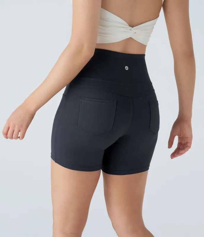 Halara Pantalón corto ciclista yoga bolsillo trasero tiro alto 12.5cm - Midnight Blue - S sold by Halara