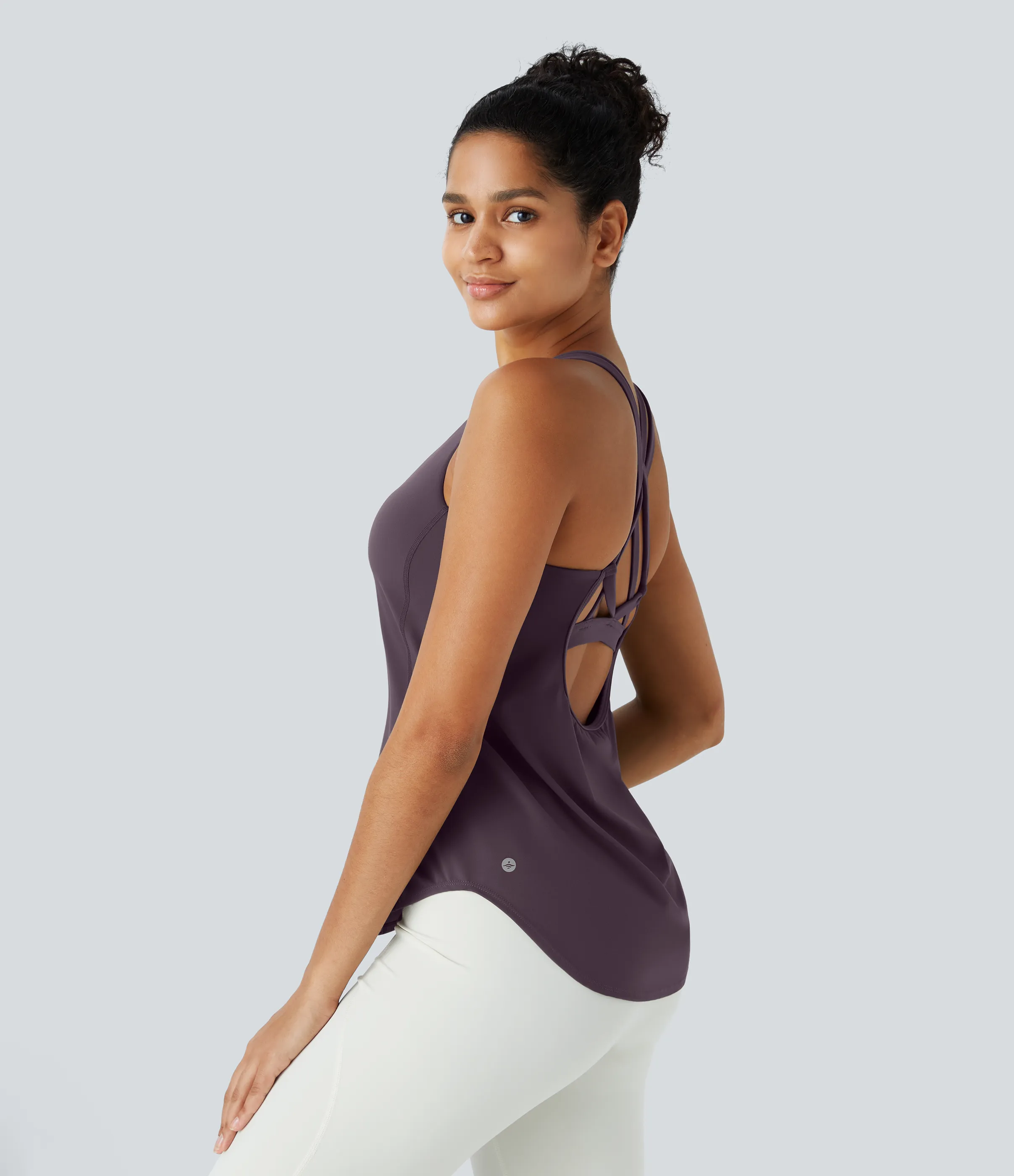Halara Camiseta sin mangas Halara UltraSculpt™ correr dobladillo curvo cruzada sin espalda cuello U - Night's Purple - XL sold by Halara product image thumbnail 4