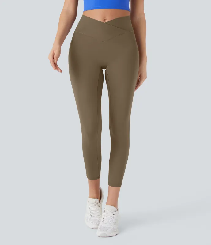 Halara Leggings capri Softlyzero™ yoga bolsillo cruzado tiro alto - Chestnut Brown - L sold by Halara
