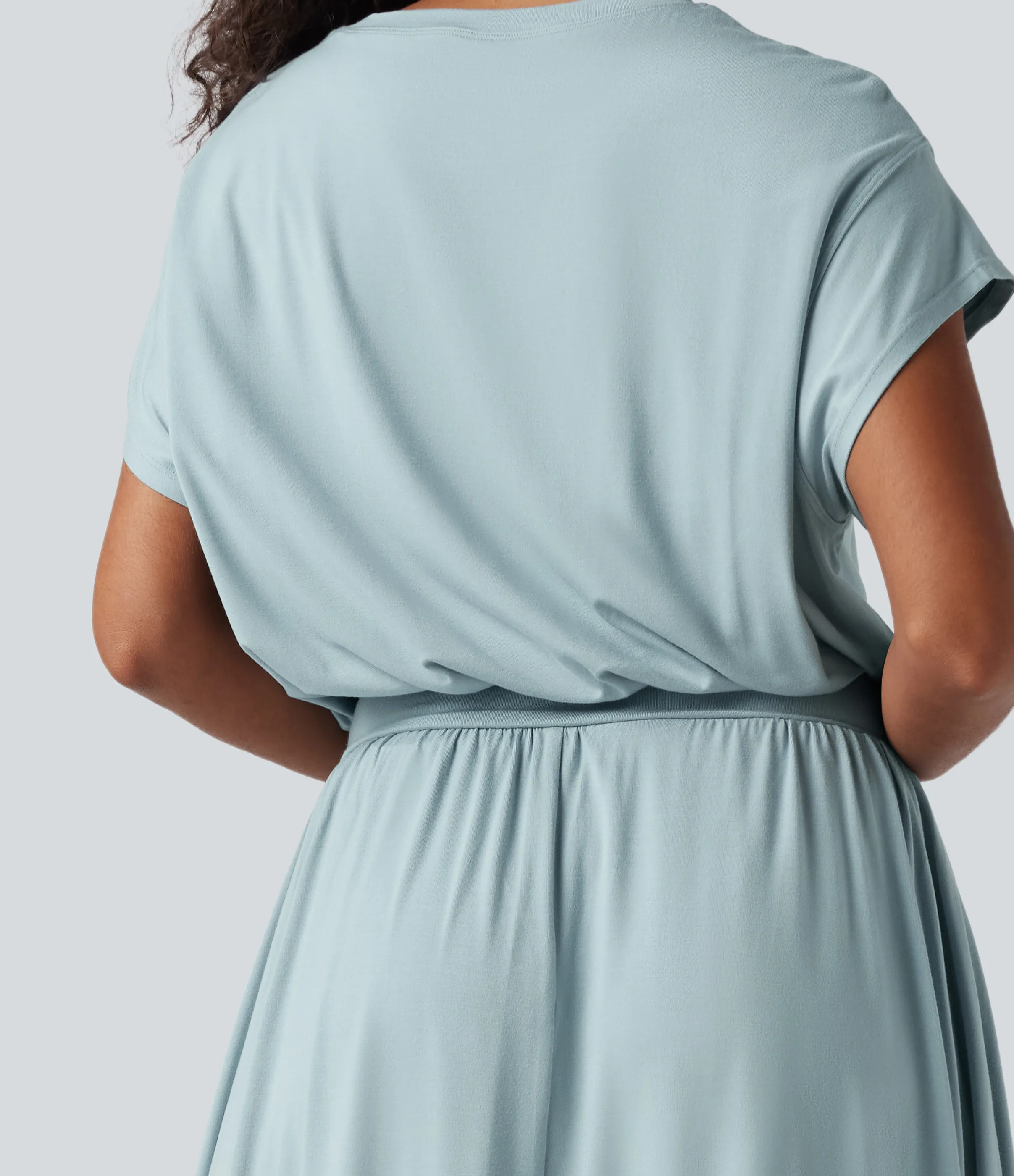 Halara Vestido midi de oficina moldeador y fluido con mangas murciélago y bolsillos con efecto moldeador de abdomen - Sterling Blue - S sold by Halara product image thumbnail 5