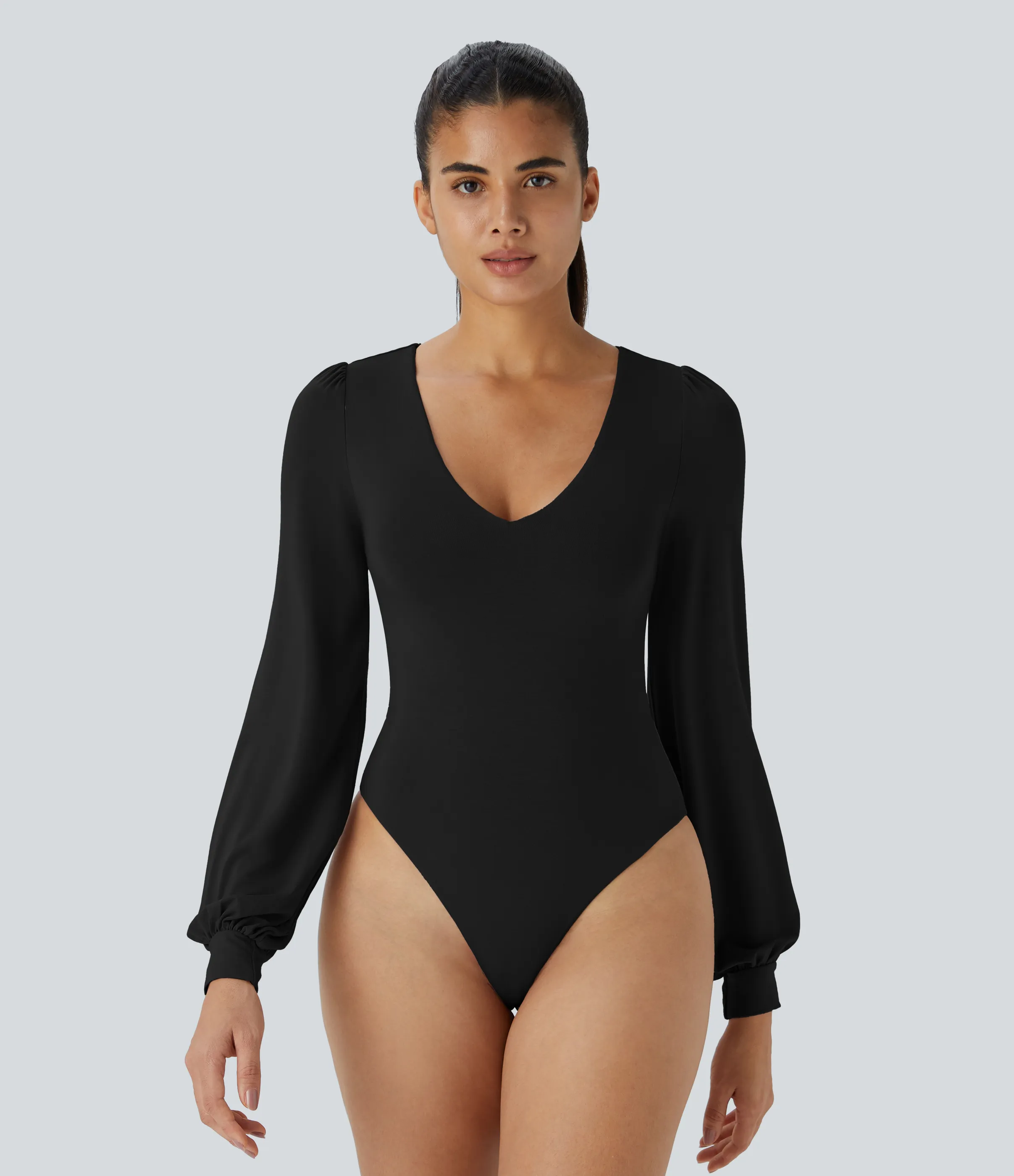 Halara Body traje oficina botón manga larga cuello V - Black - S sold by Halara